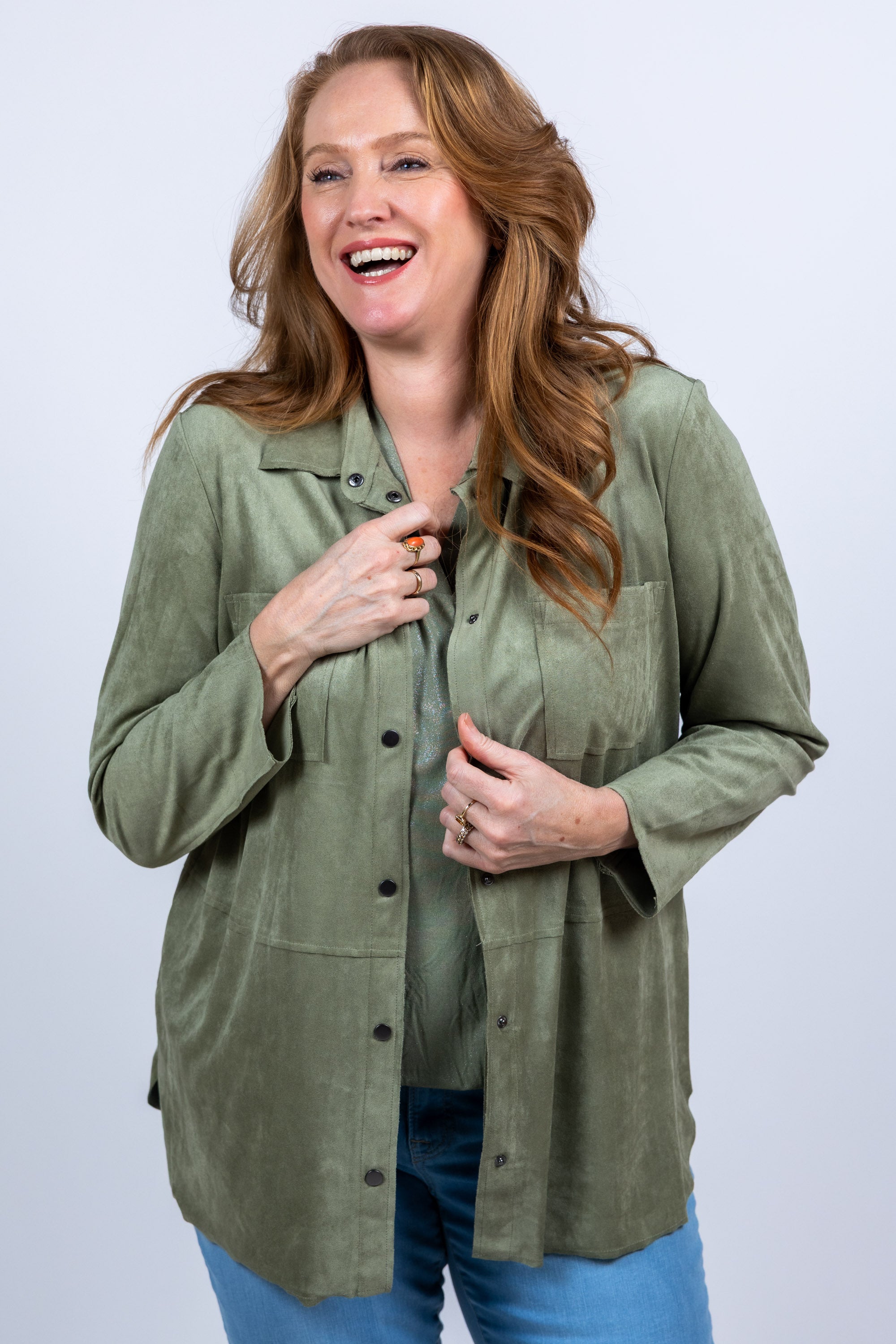 Jasje met knopen - Olijfgroen