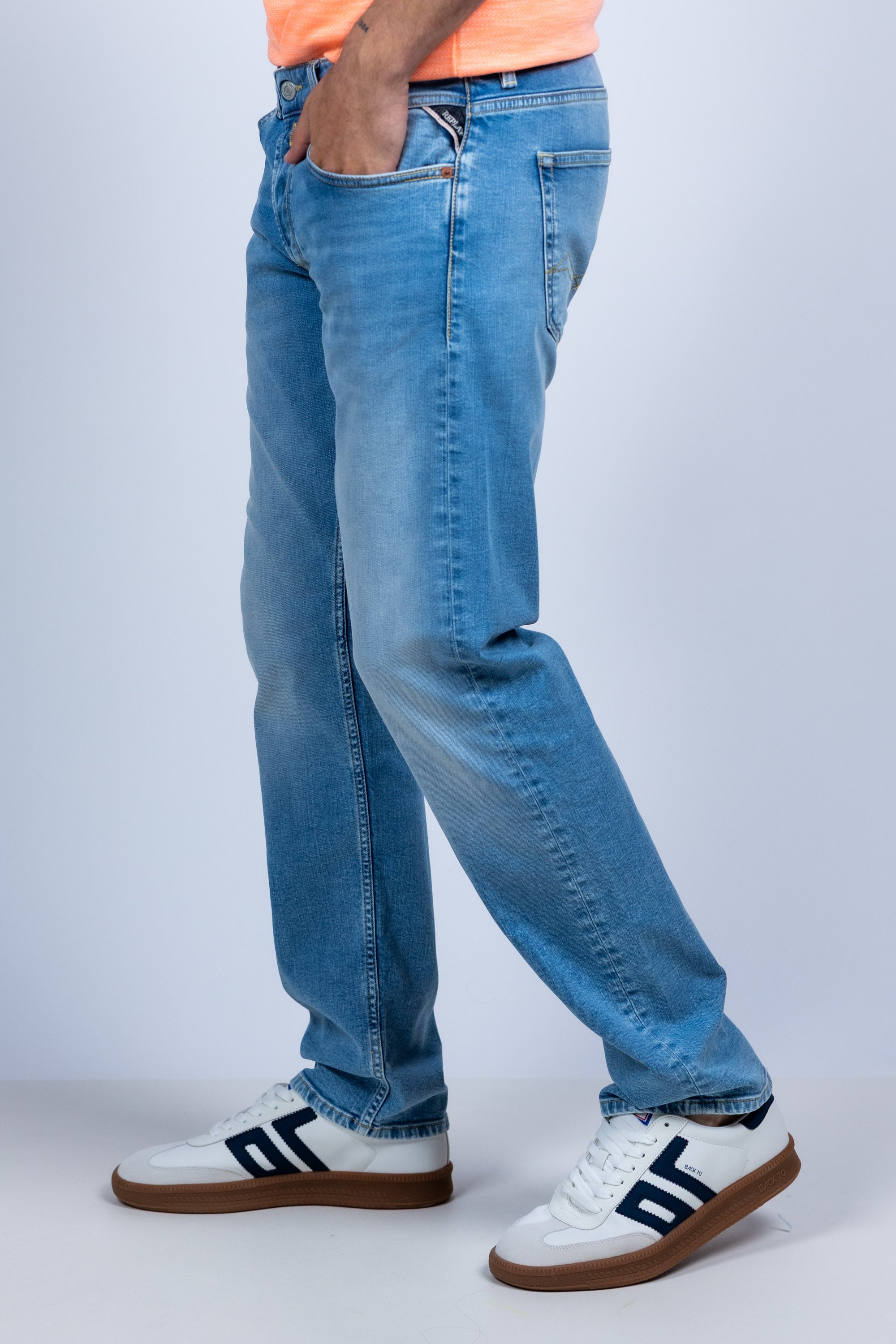 Jeans met wassing - Bleu