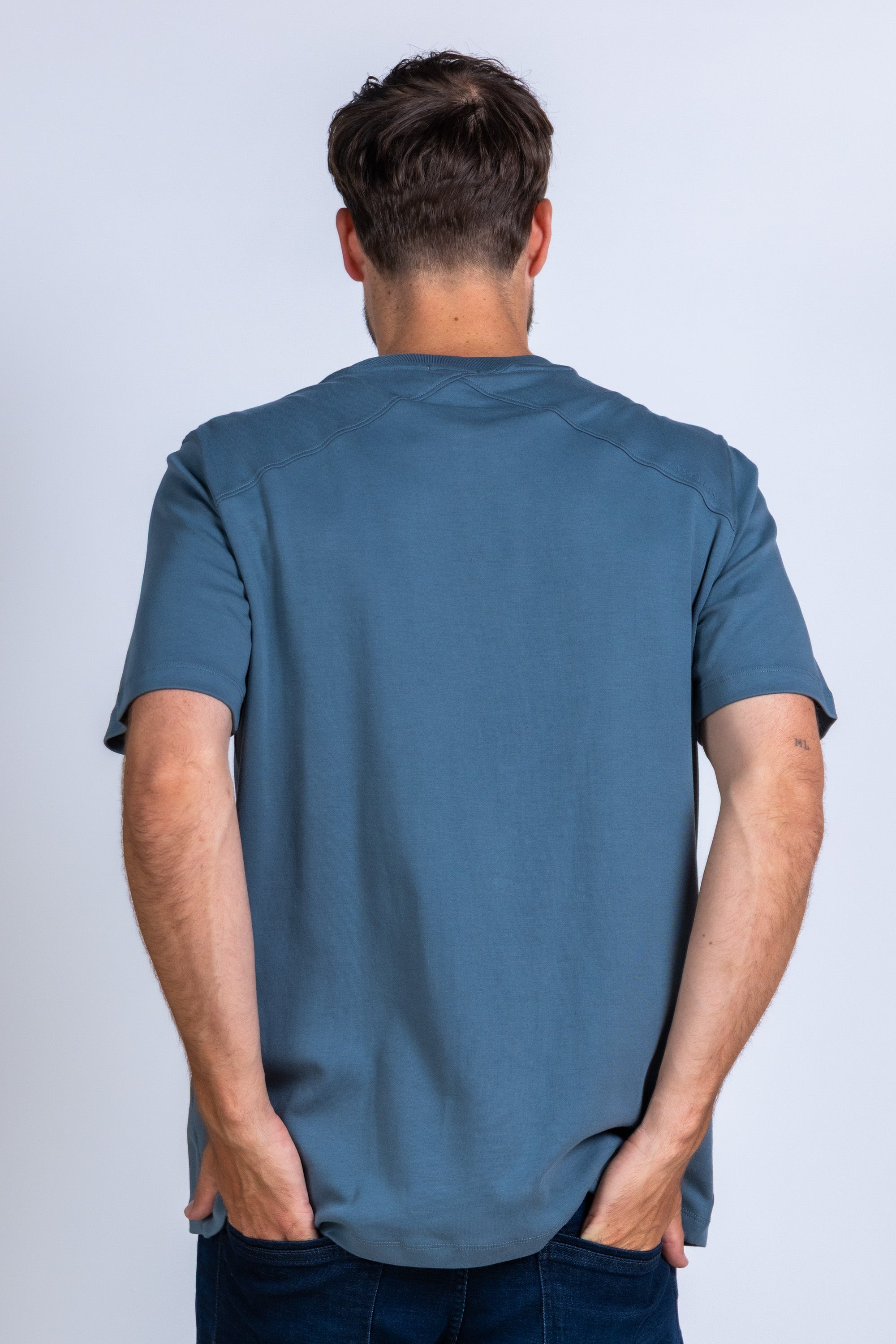 T-shirt met ronde hals - Blauw/grijs