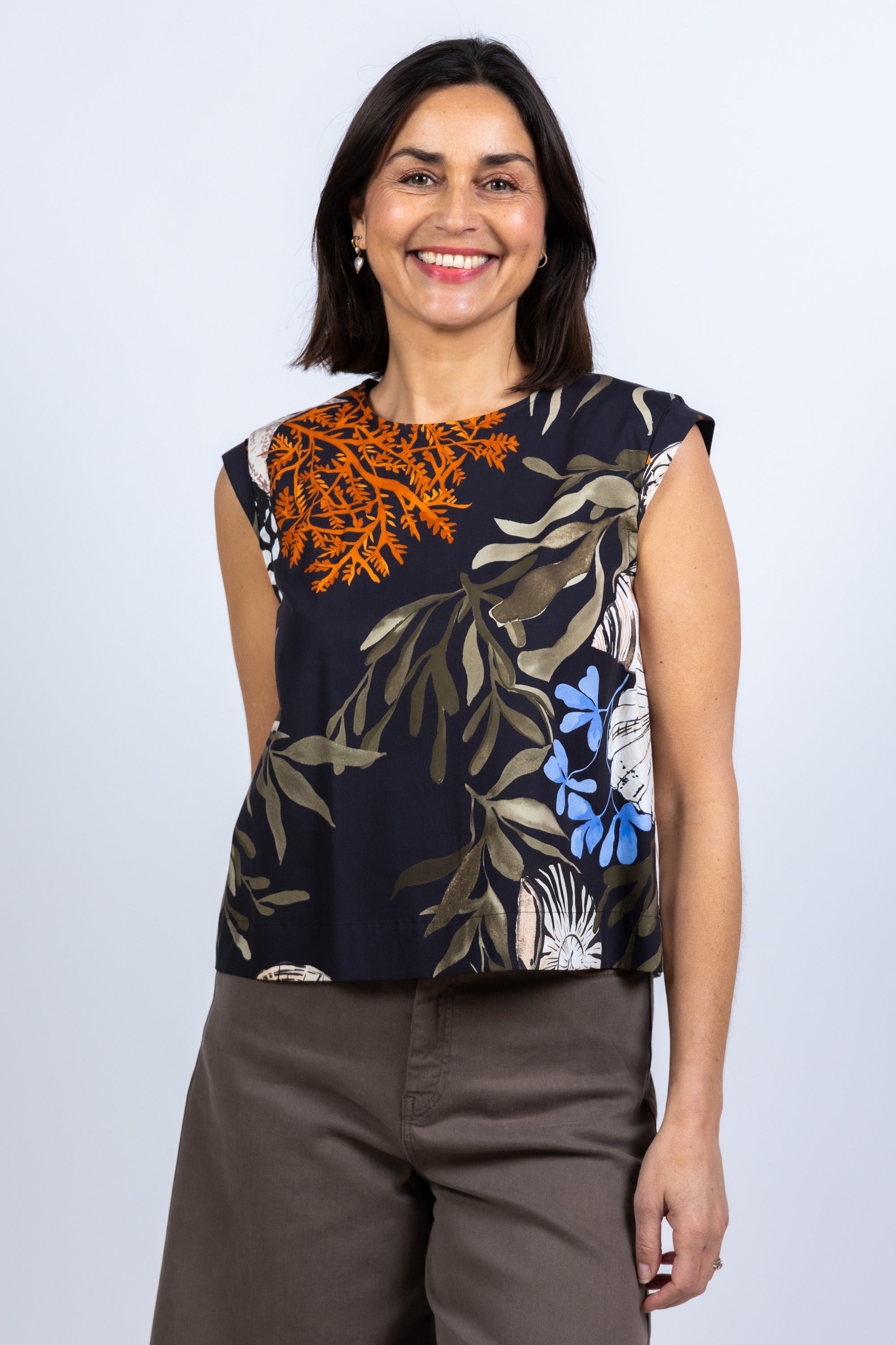 Top met print - Zwart