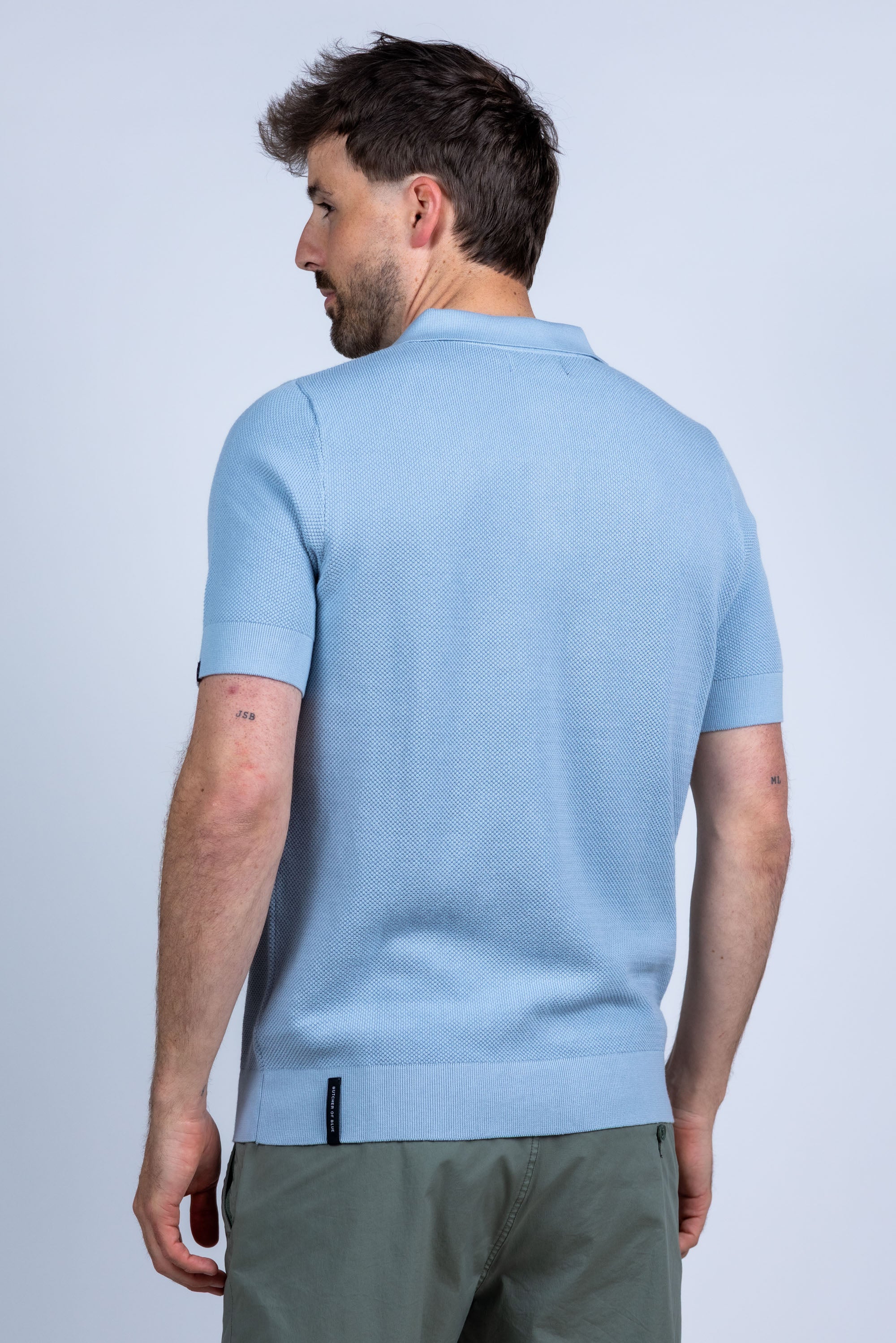 Polo met structuur - Bleu
