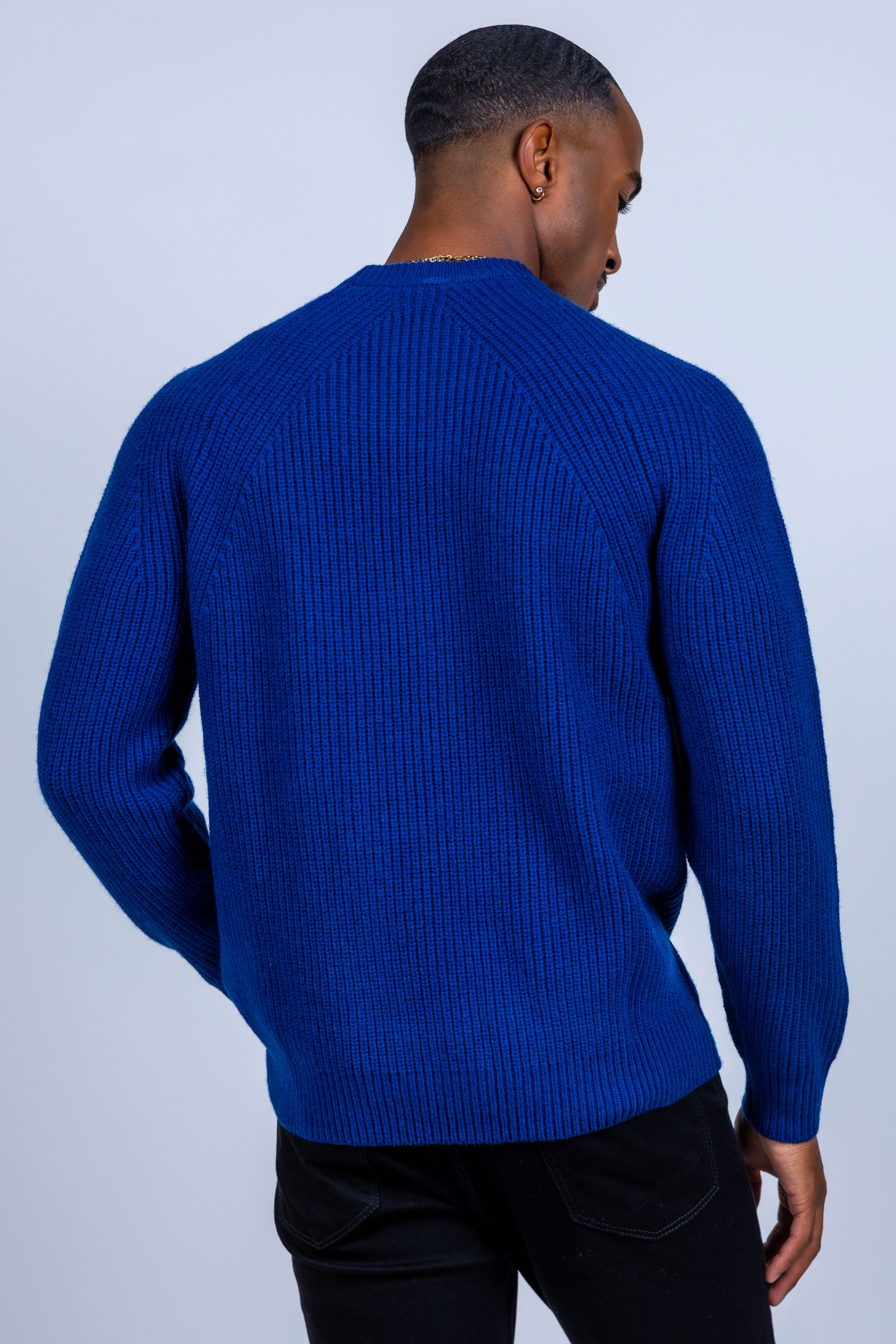 Trui met ribstructuur - Kobaltblauw