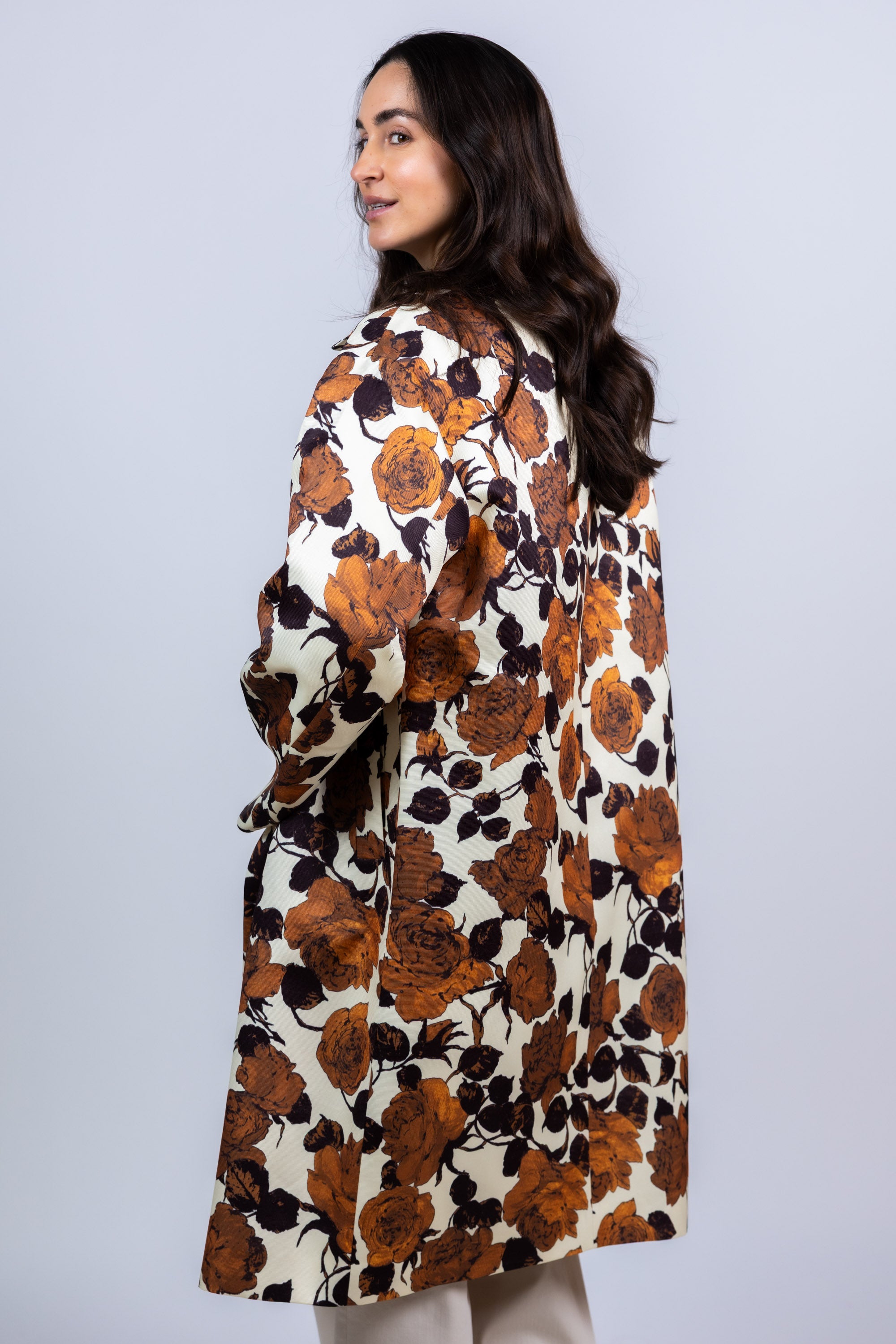 Jas met bloemenprint - Ecru