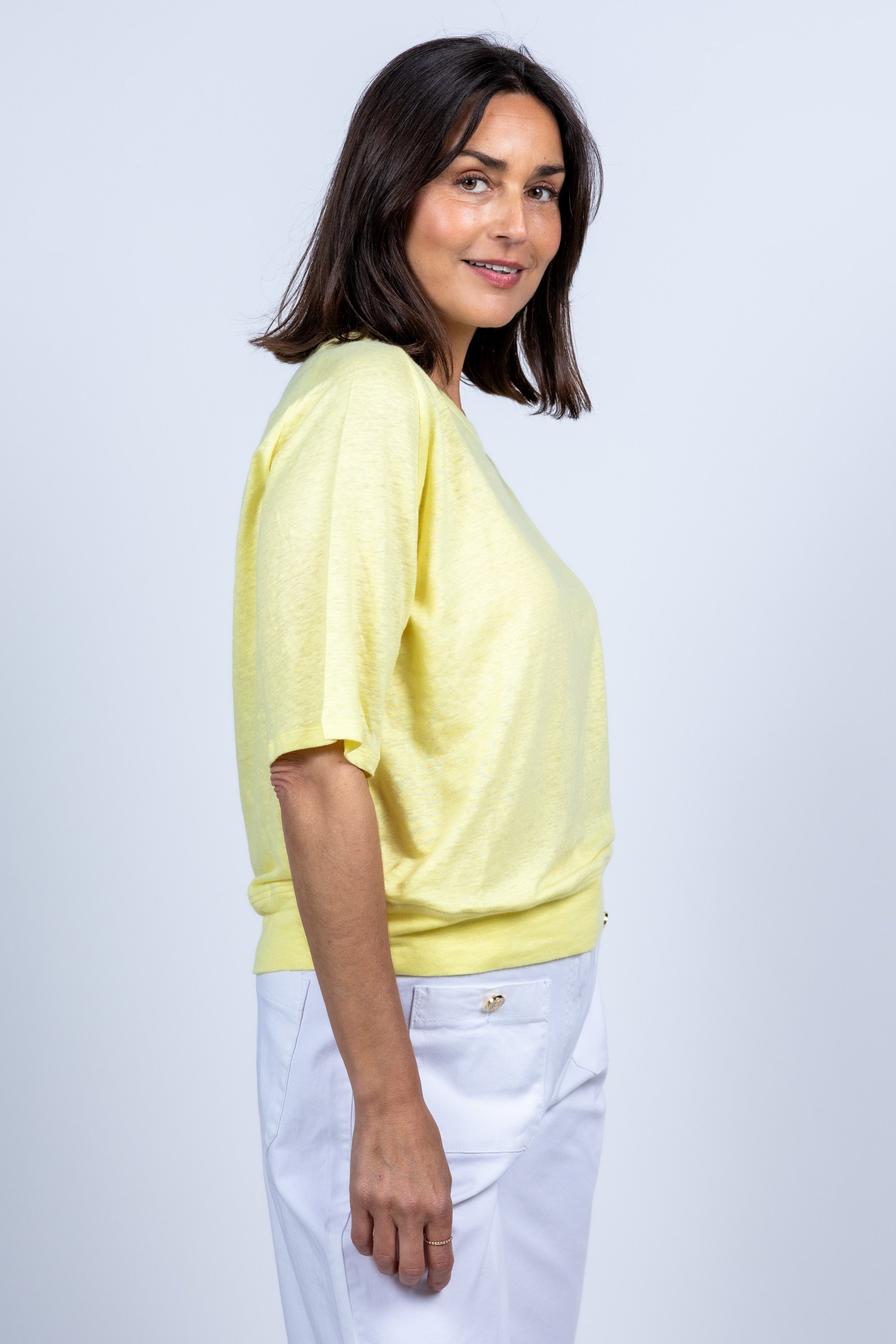 T-shirt met ronde hals - Geel