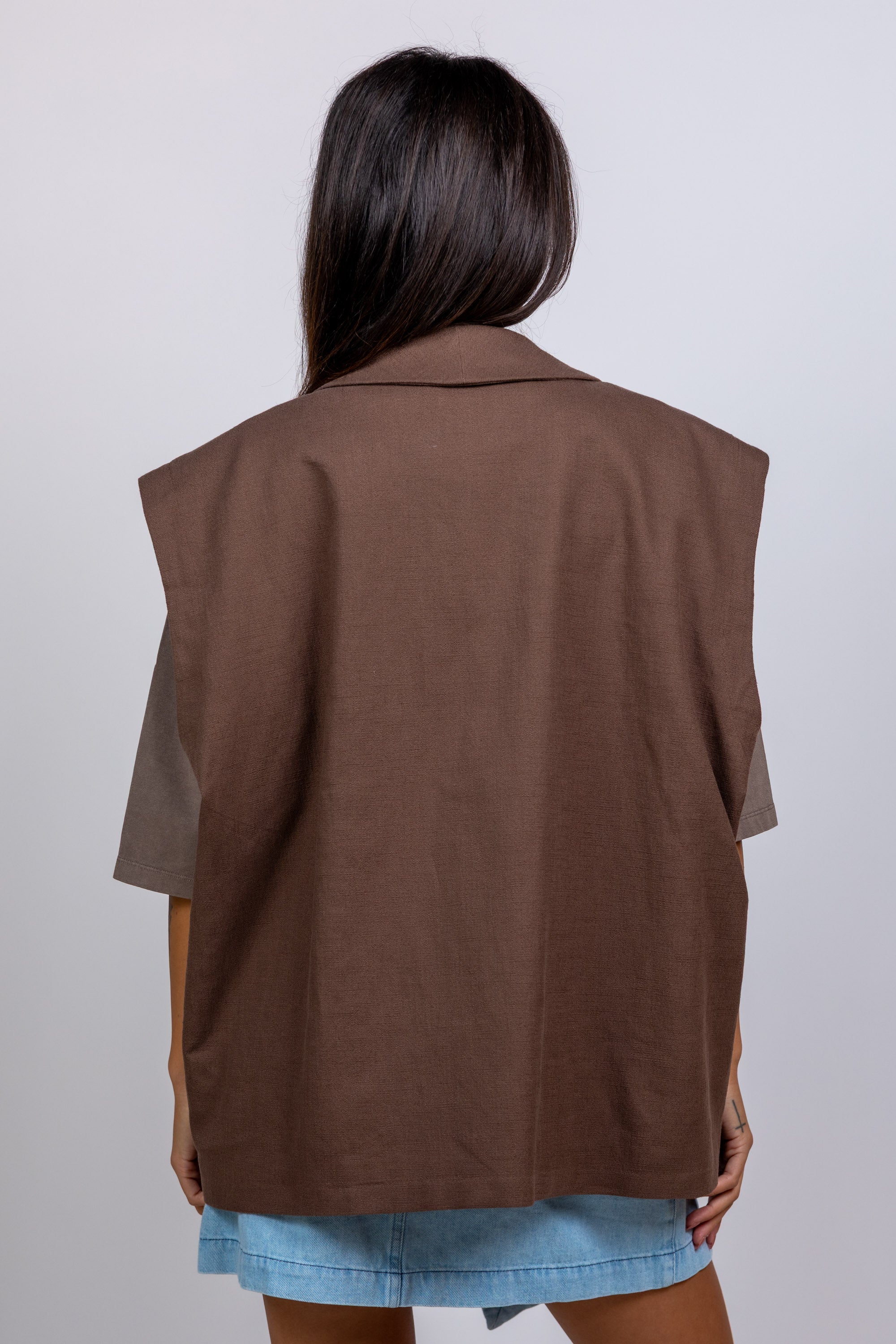 Gilet met knopen - Bruin