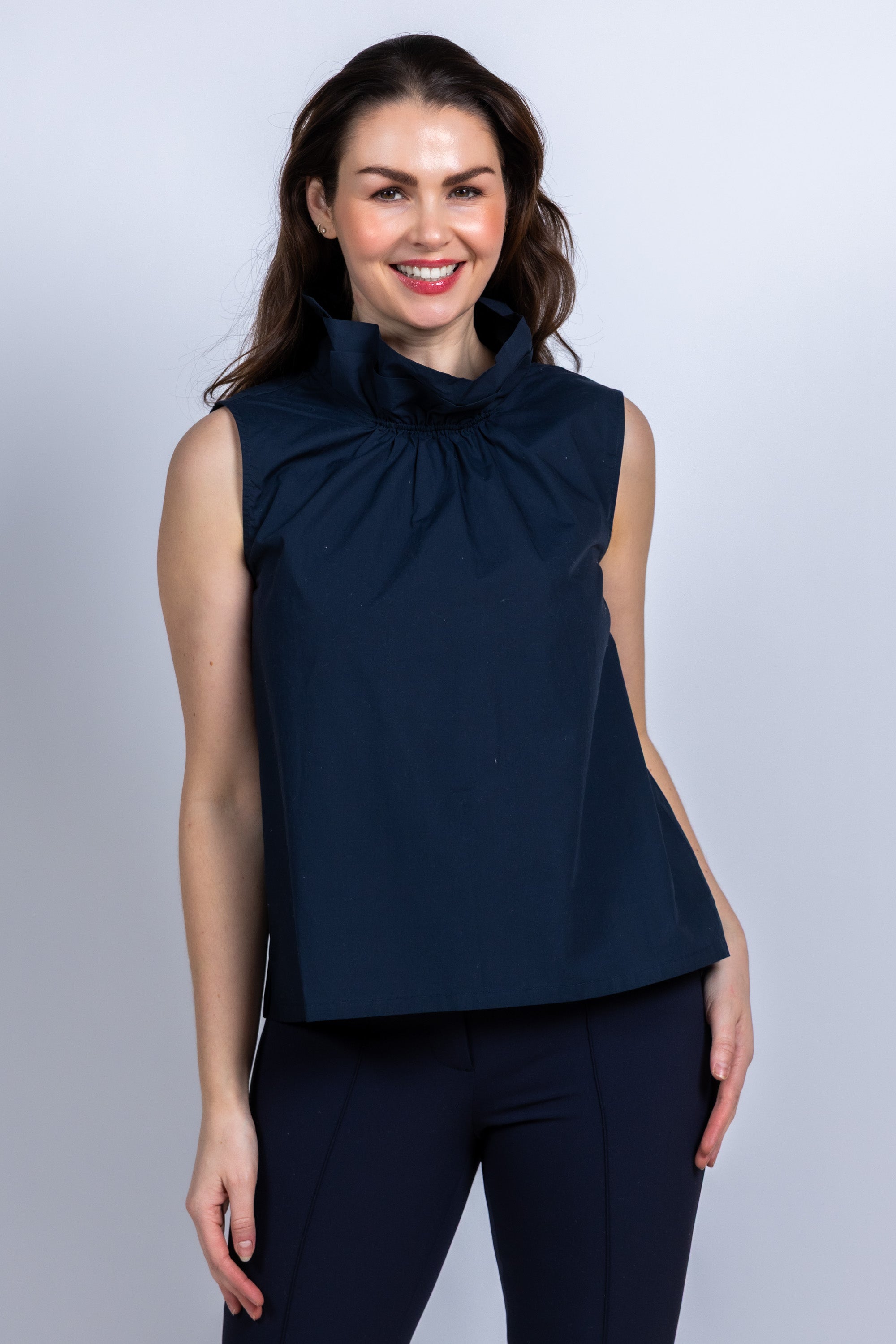 Top met hoge kraag - Marine