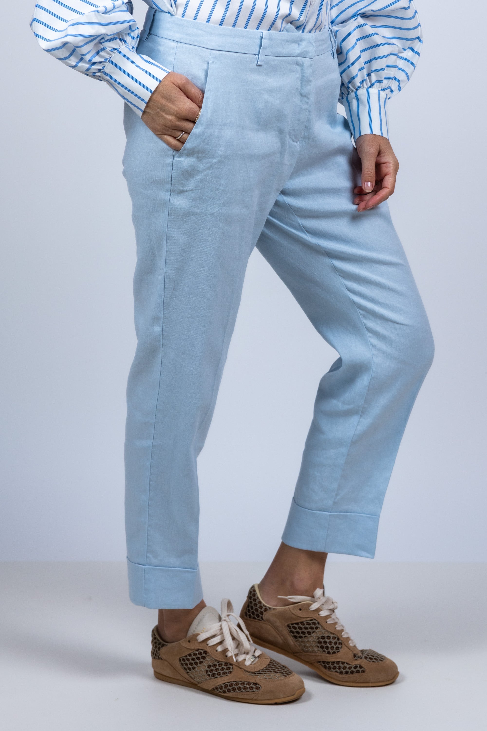 Broek met omslag - Bleu