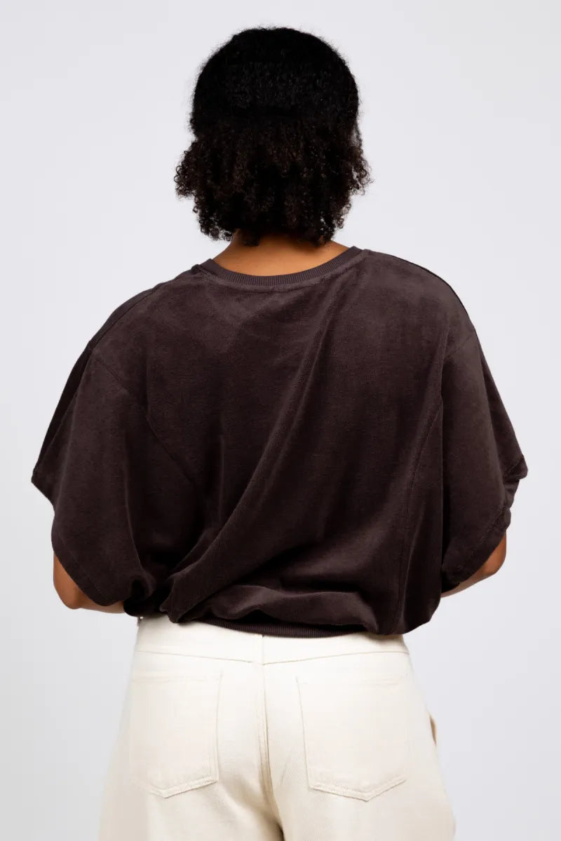 BY-BAR BY-BAR NUKI SLUB TOP Velours truitje - Bruin