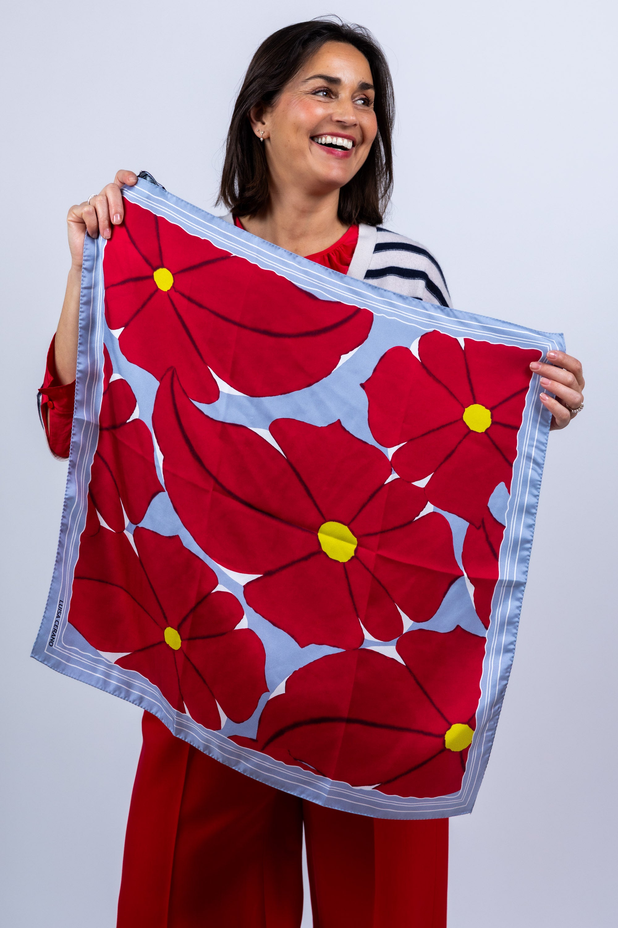 Sjaal met bloemen - Rood