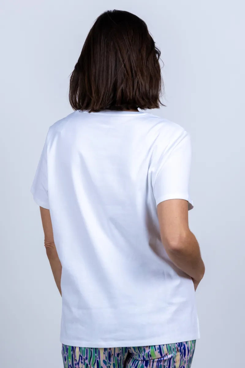 MARCCAIN COLLECTIE MARCCAIN COLLECTIE AC.48.27 J15 T-shirt met zak - Wit