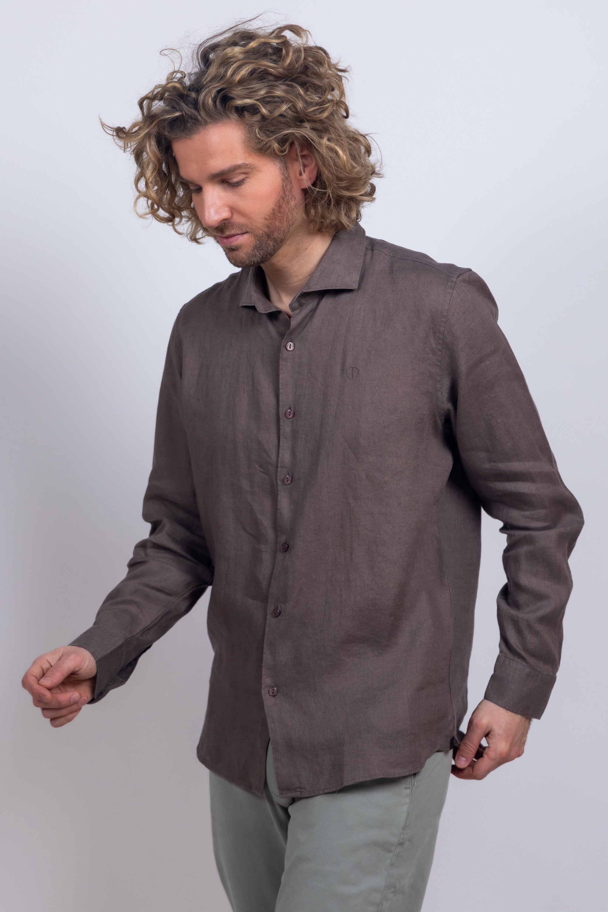 Shirt met knopen - Bruin