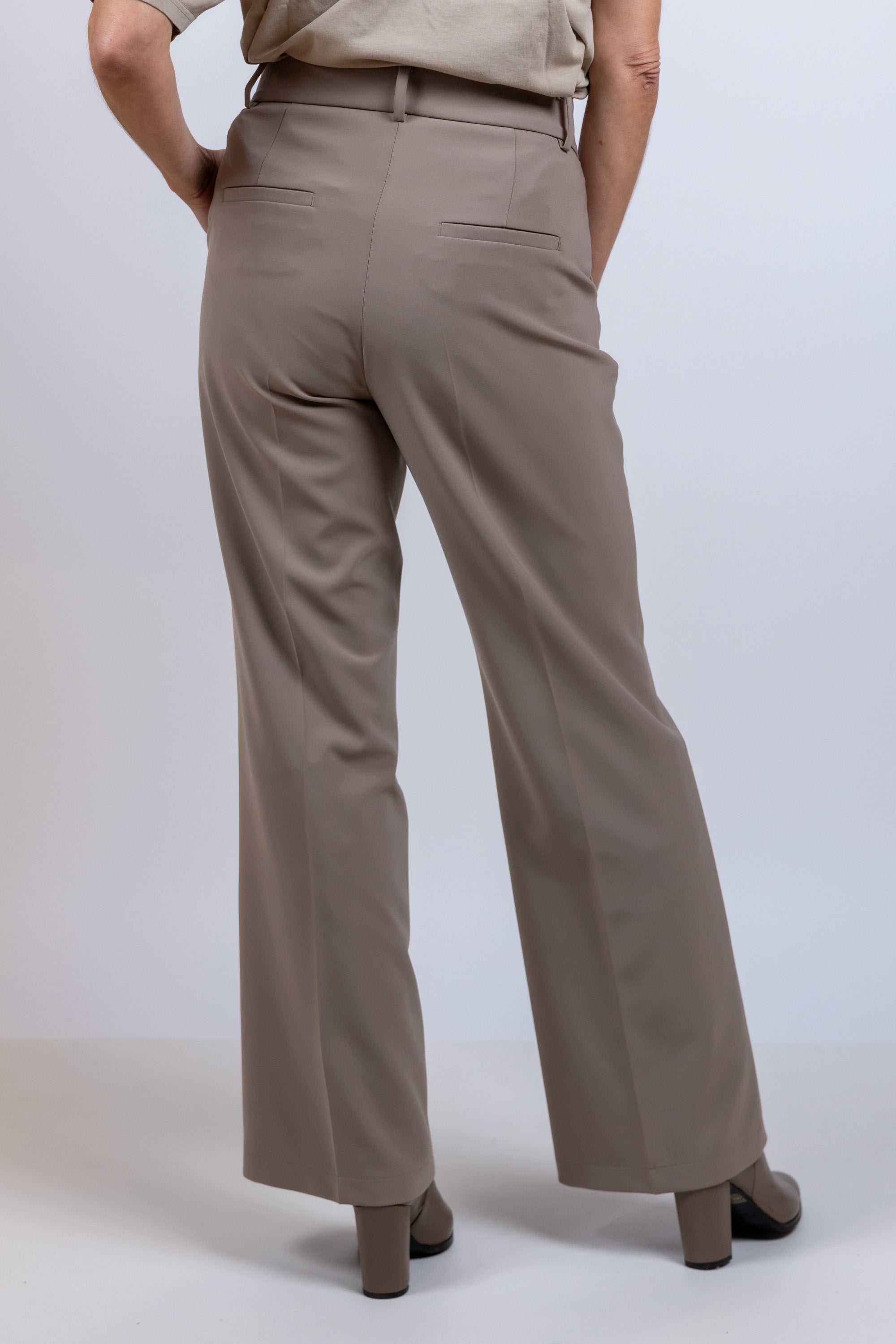 Broek met wijde pijpen - Taupe