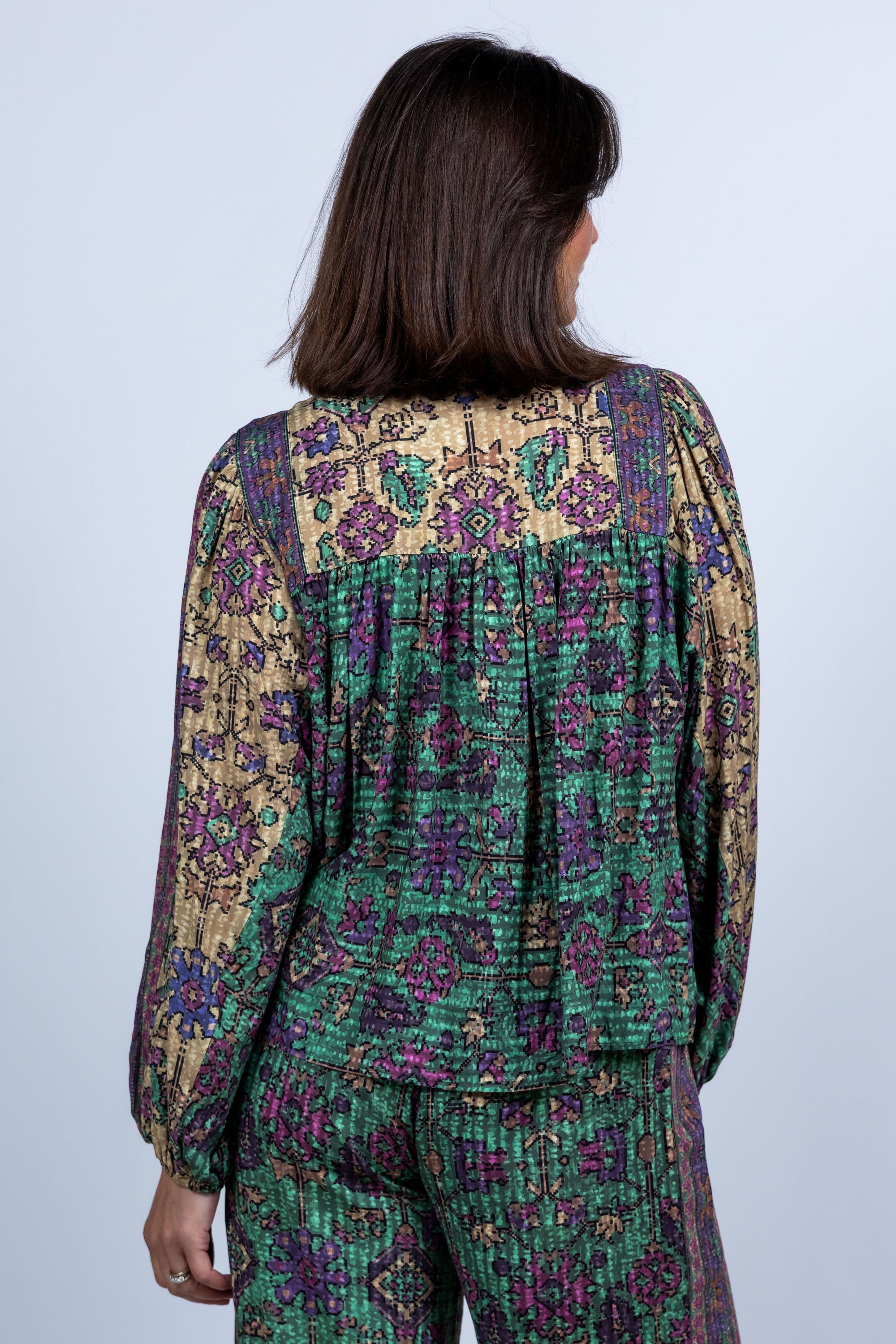 Blouse met print - Flessegroen