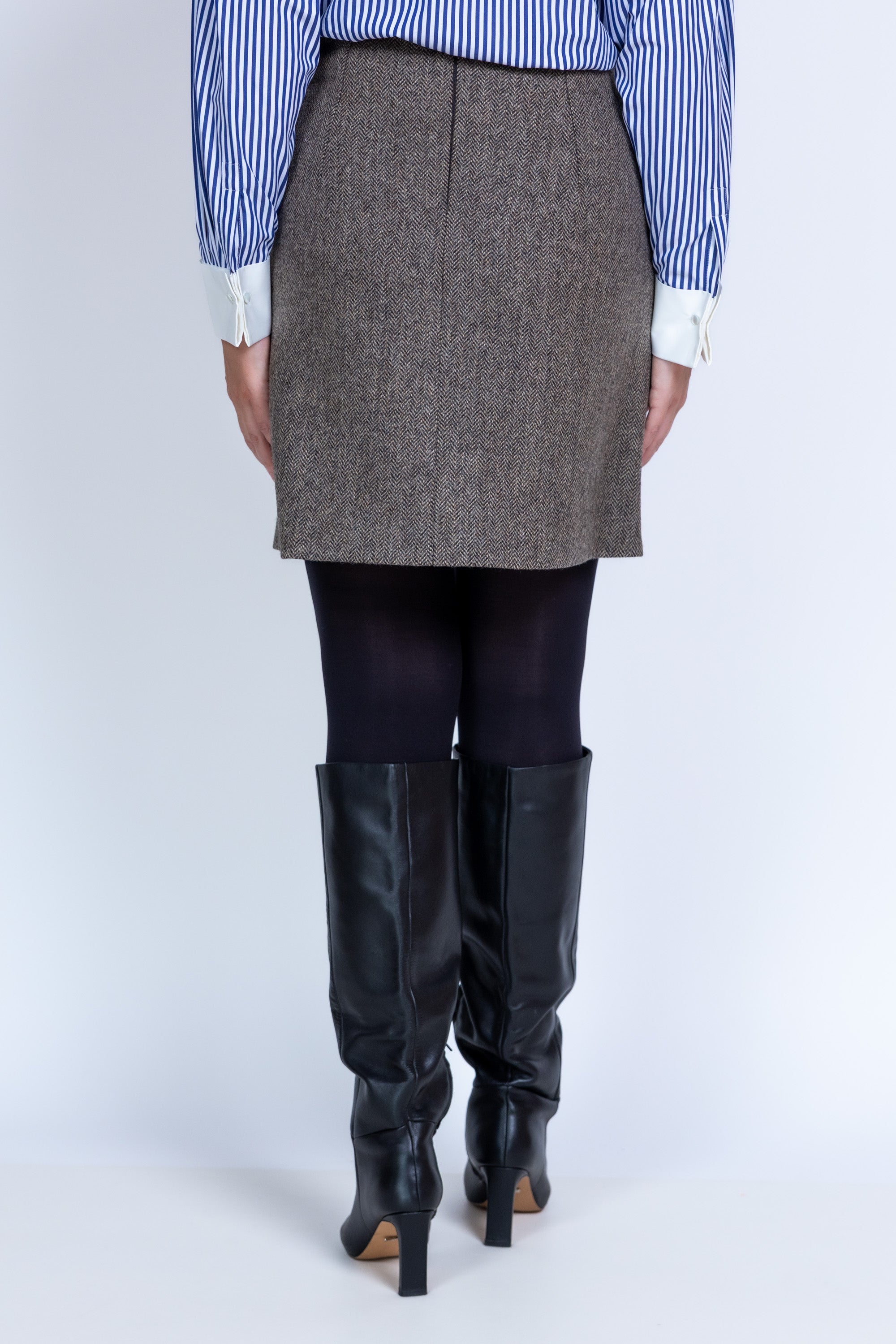 Rok met visgraat - Bruin
