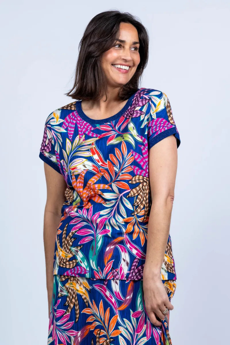 GEISHA GEISHA 62036-60 SARAH T-shirt met print - Kobaltblauw