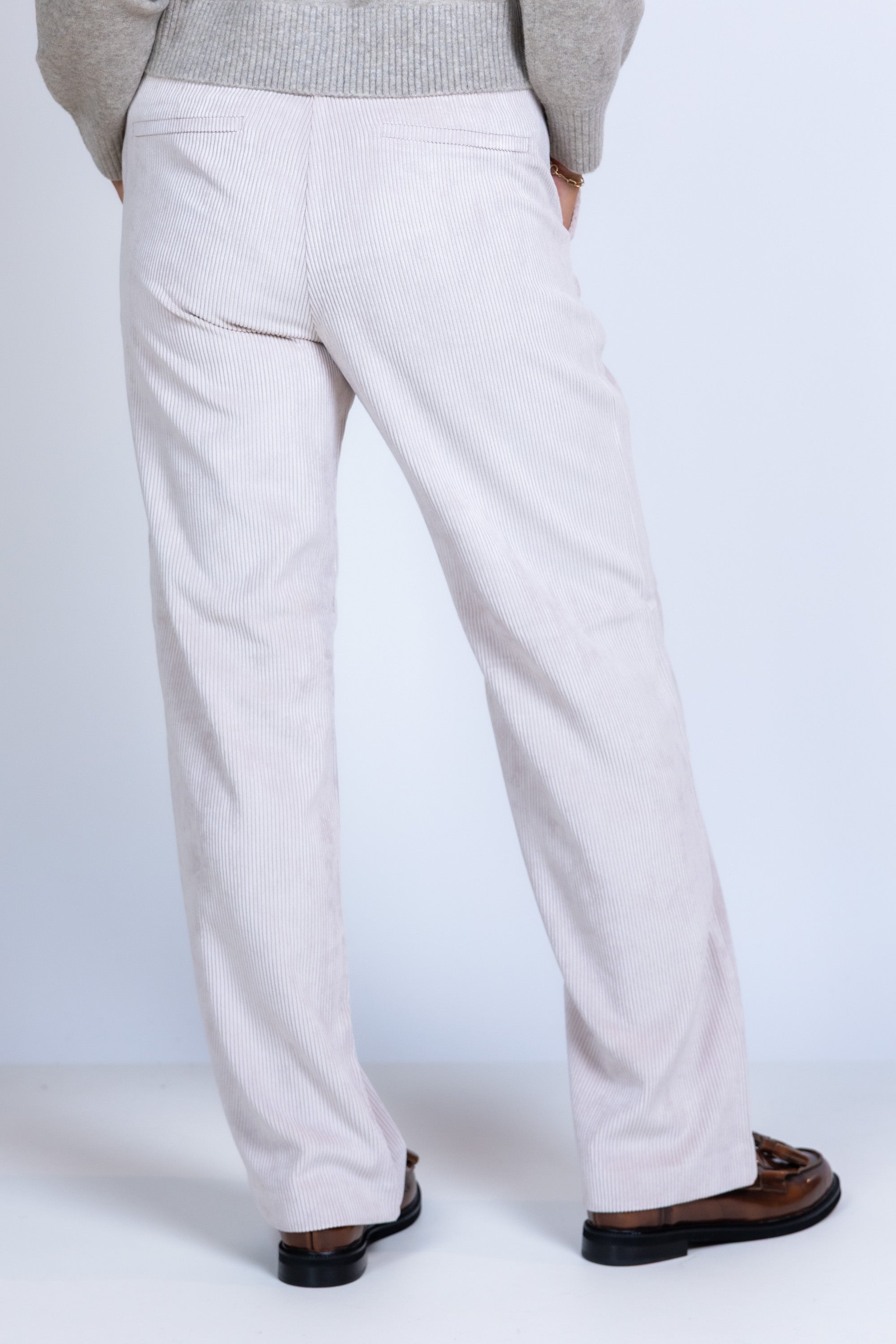 Broek van ribstof - Ecru