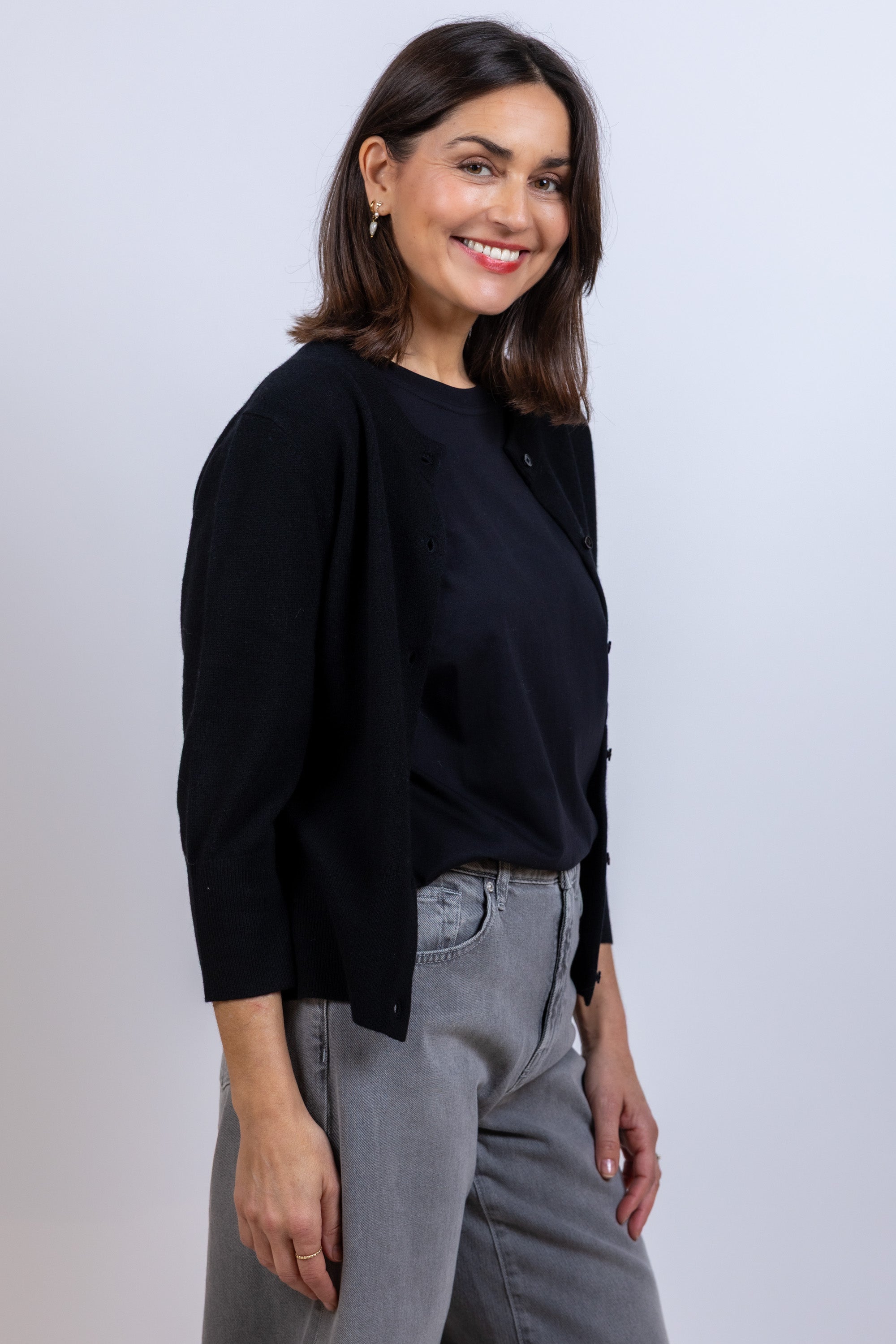 Vest met knopen - Zwart