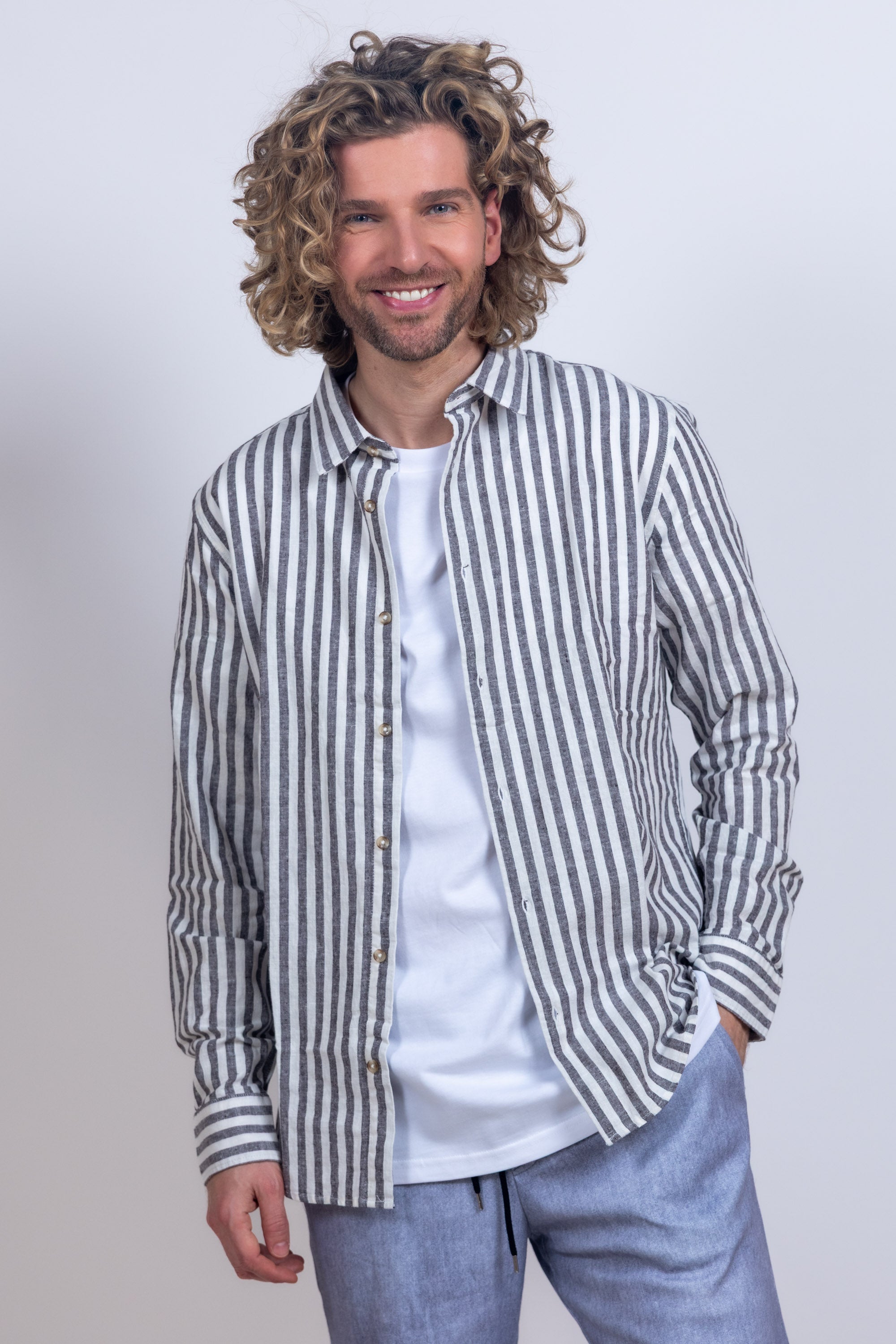 Overhemd met strepen - Bruin