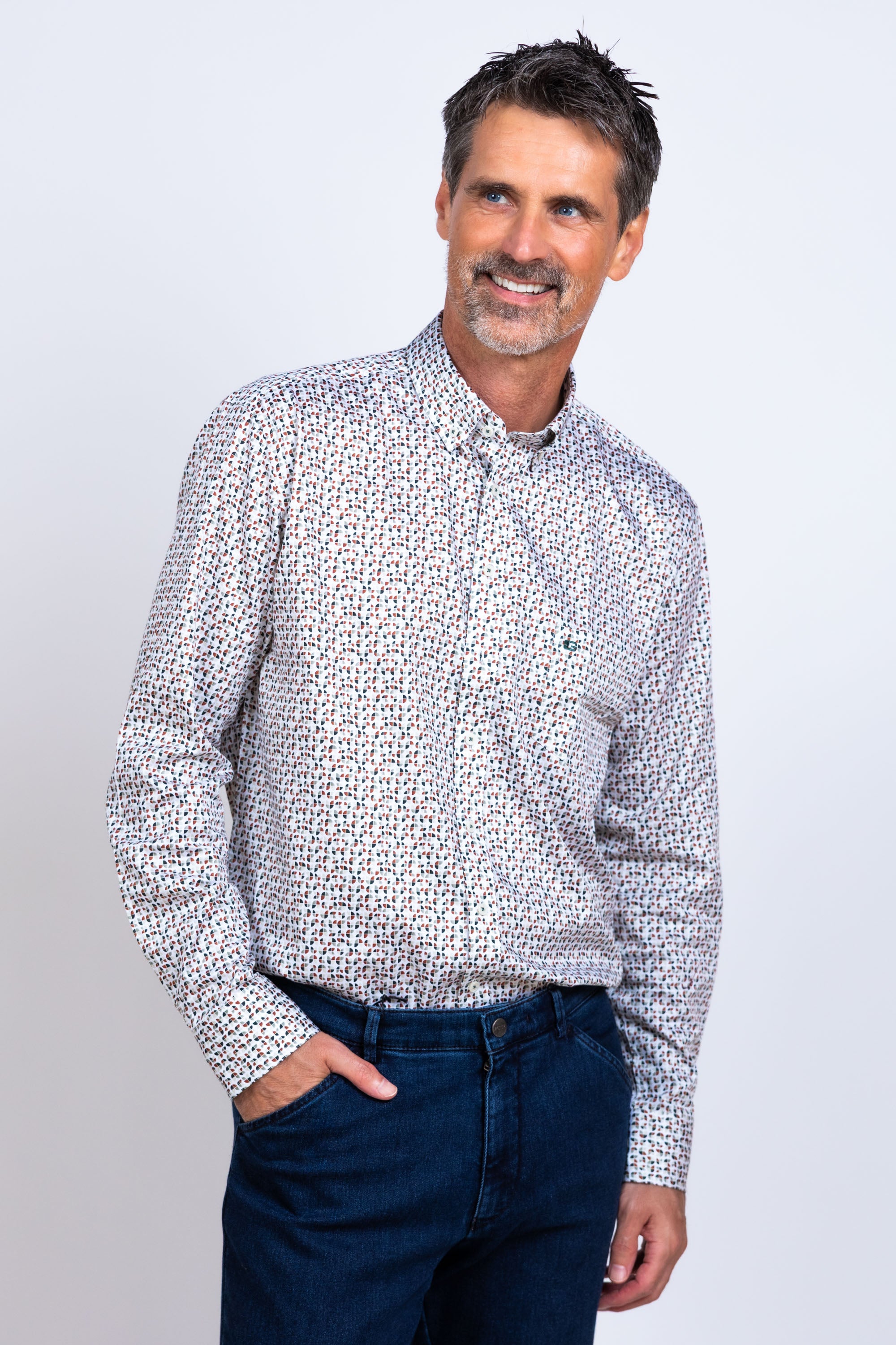 Overhemd met dessin - Khaki