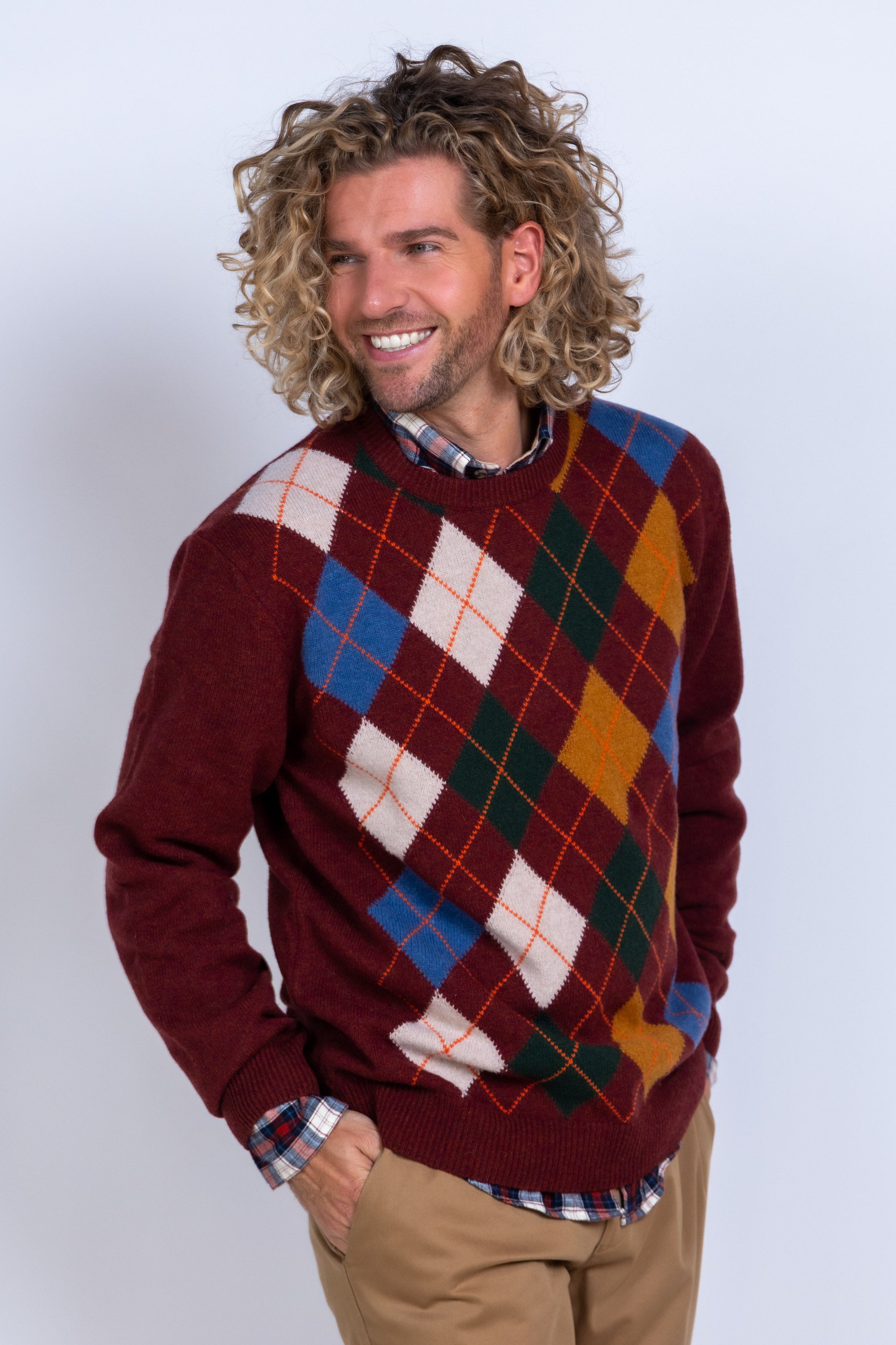 Trui met ruitpatroon - Brique