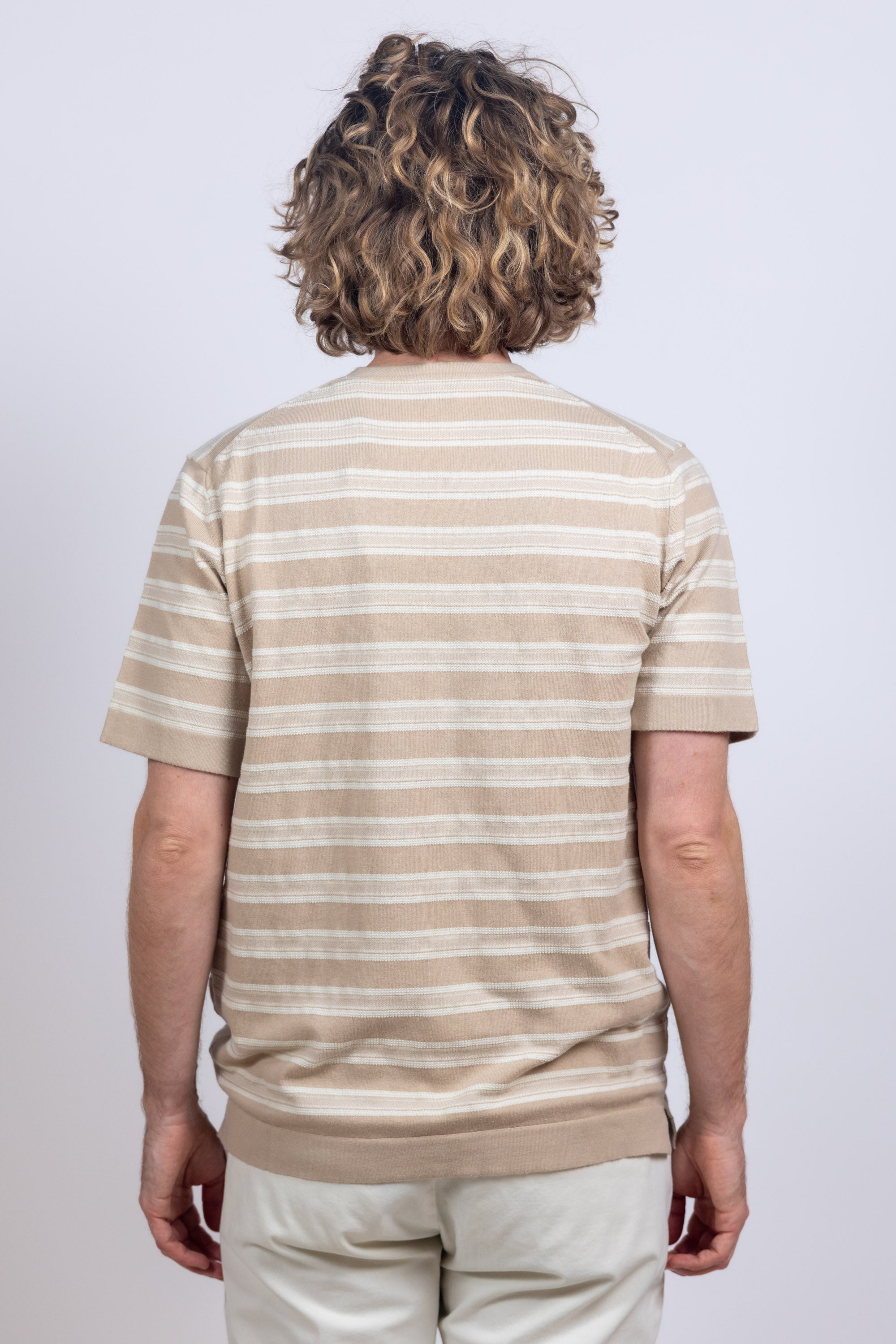 T-shirt met strepen - Beige
