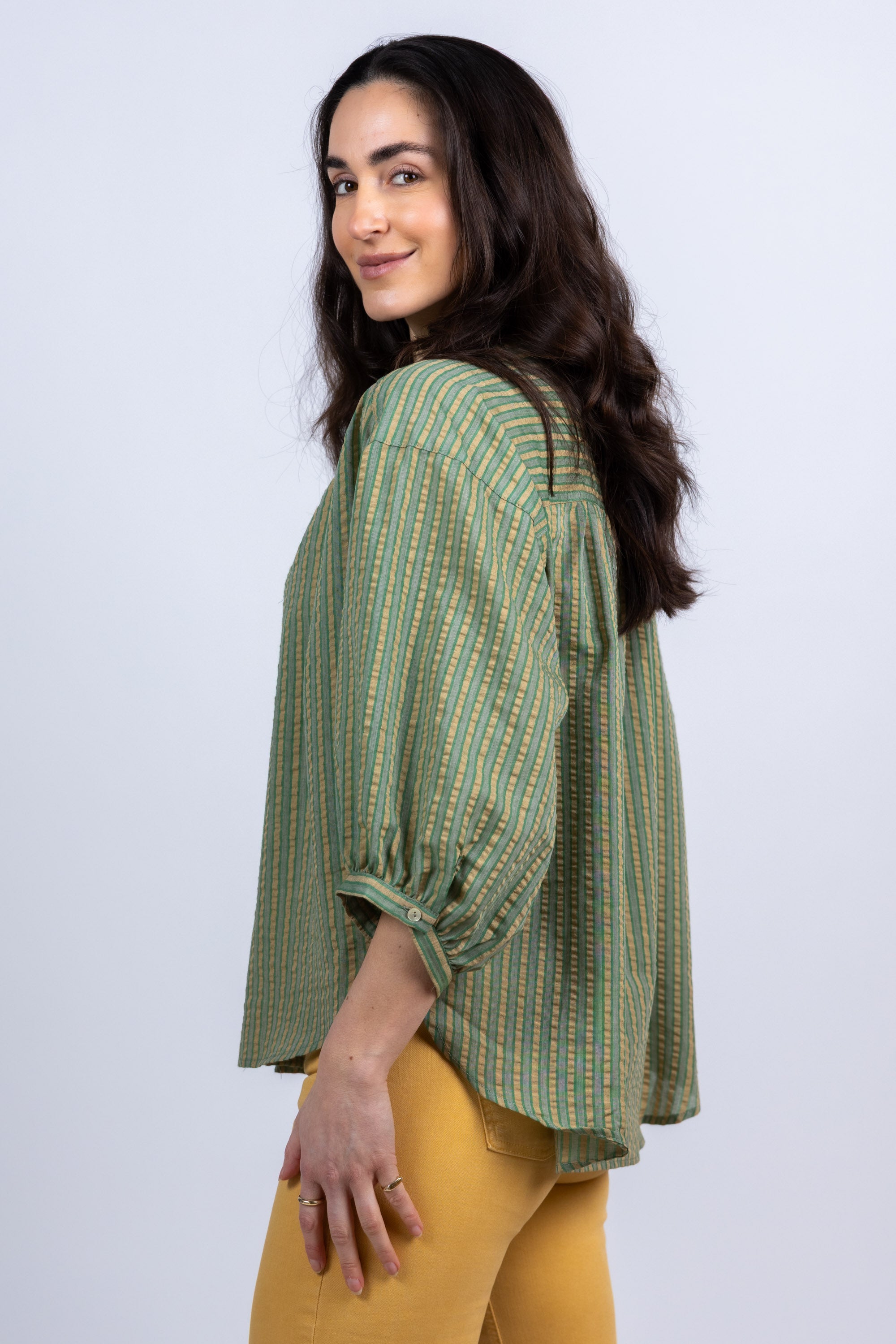 Blouse met strepen - Olijfgroen