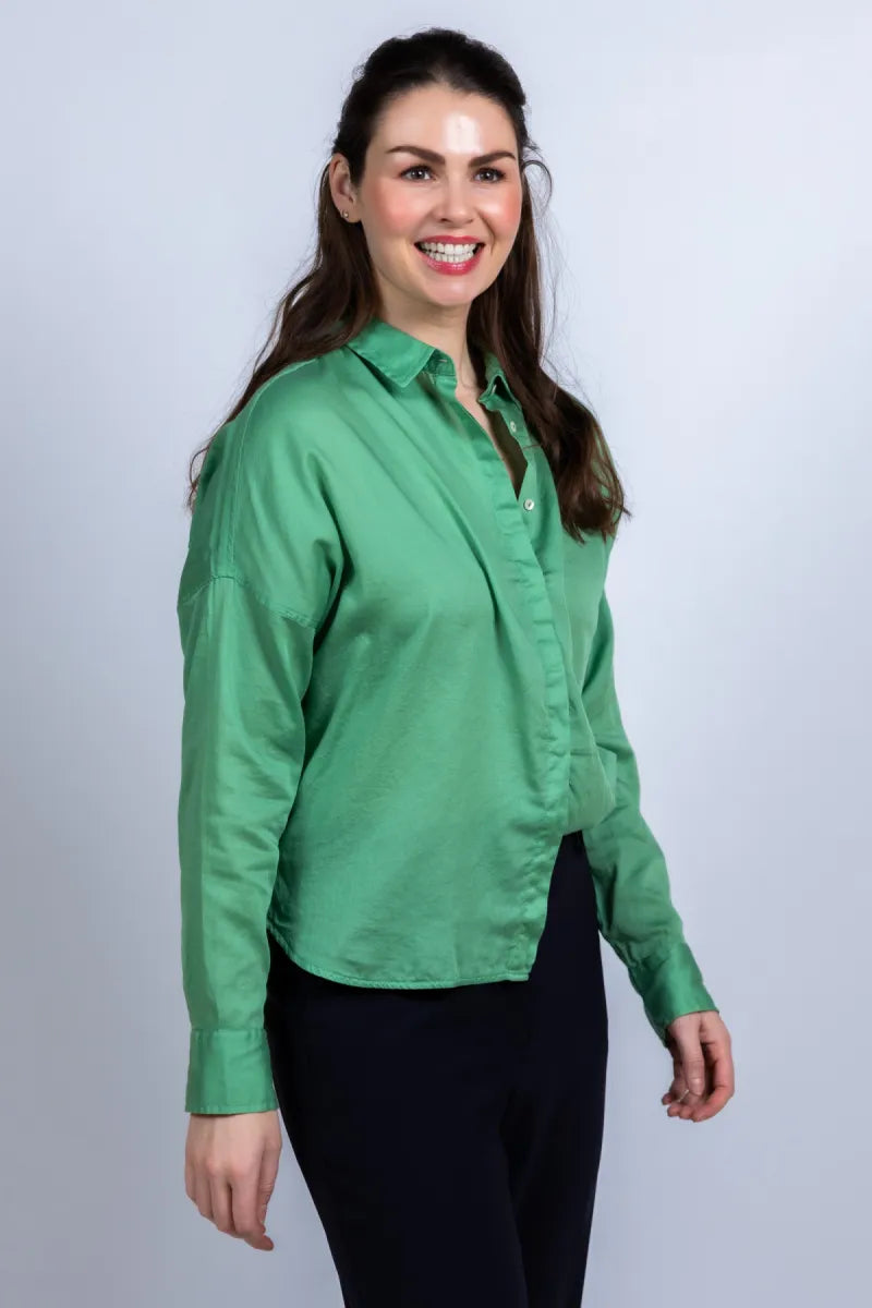0039 ITALY 0039 ITALY SANDY 210801 Blouse met knopen - Flessegroen