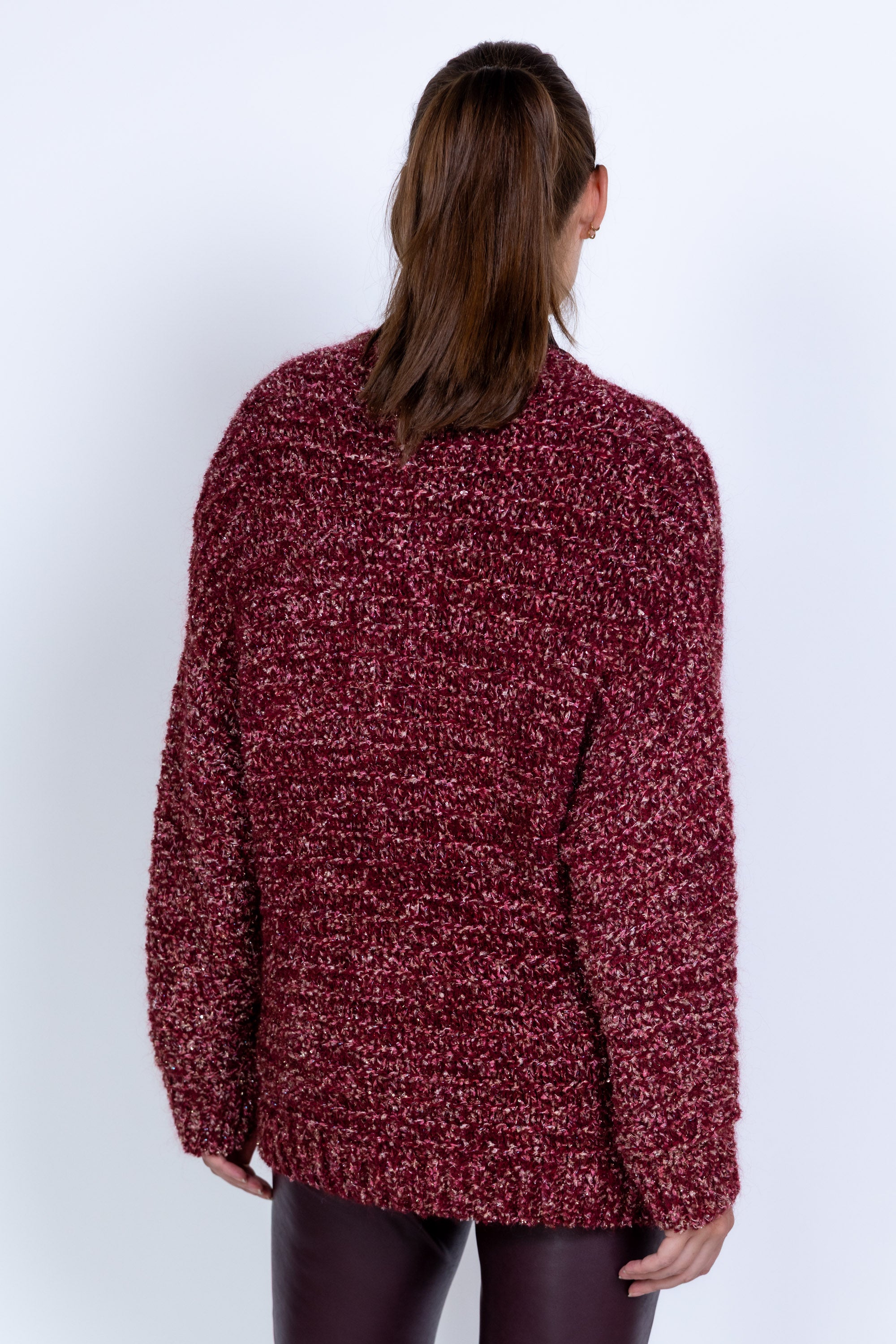 Vest met knopen - Donkerbordeaux