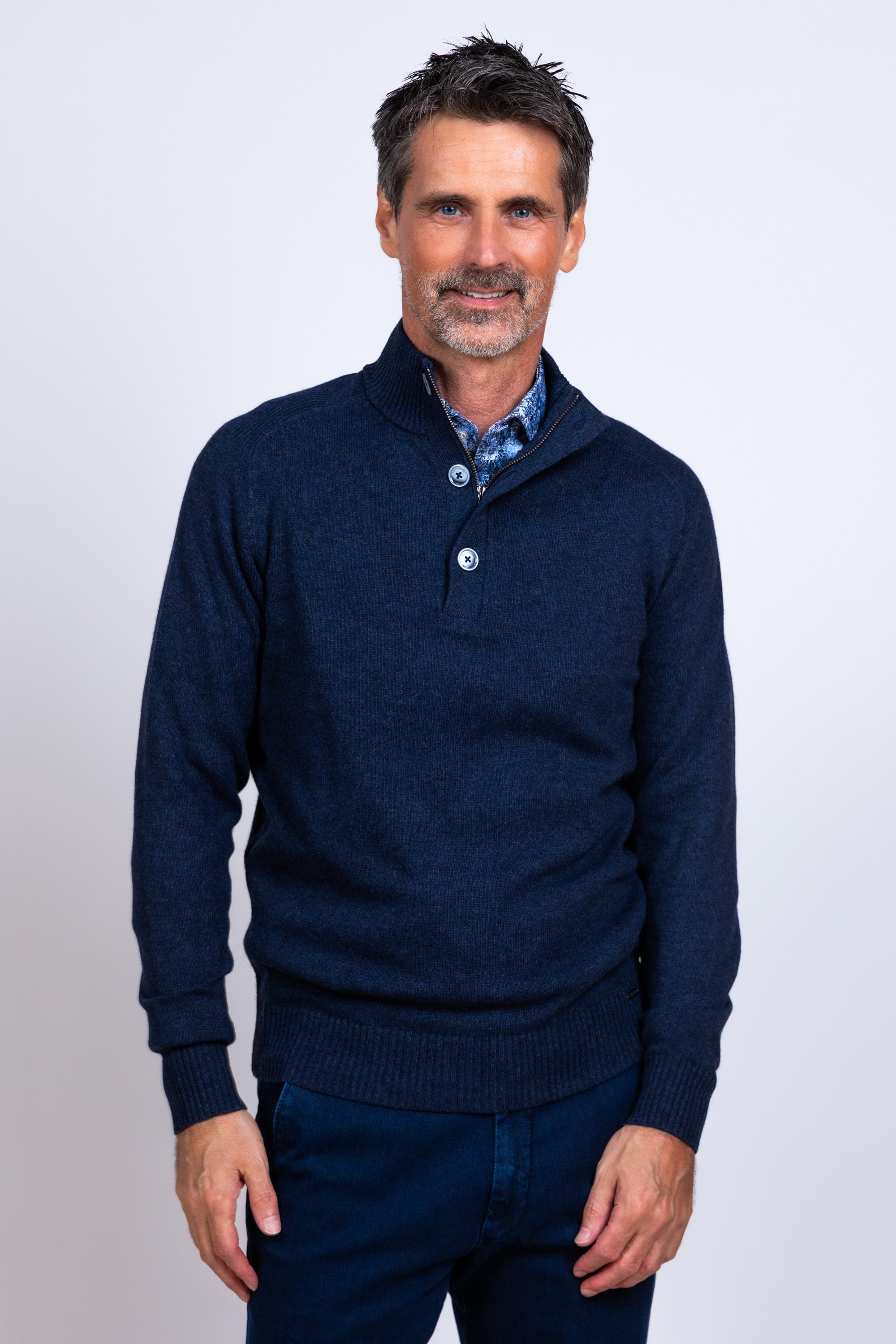 Trui met knoopsluiting - Marine