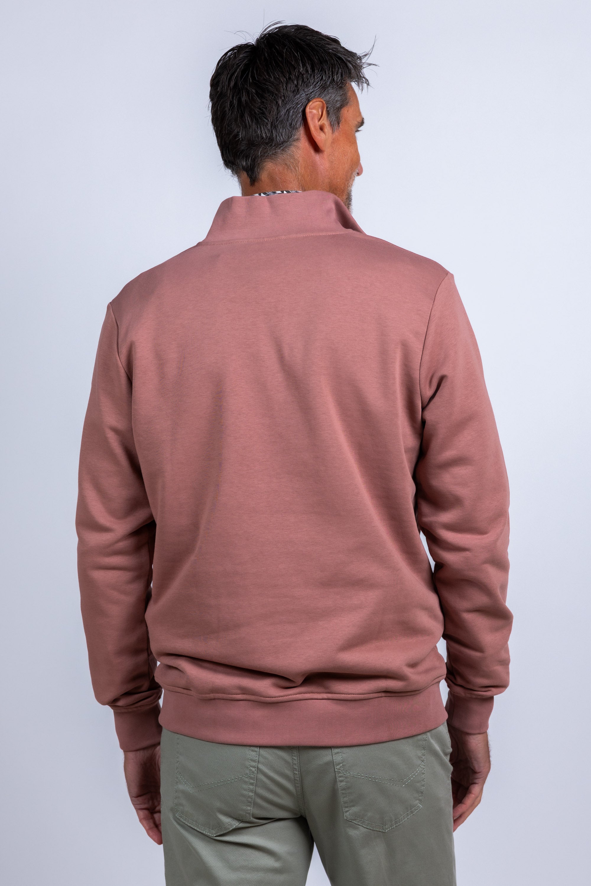 Sweater met halve rits - Oudroze