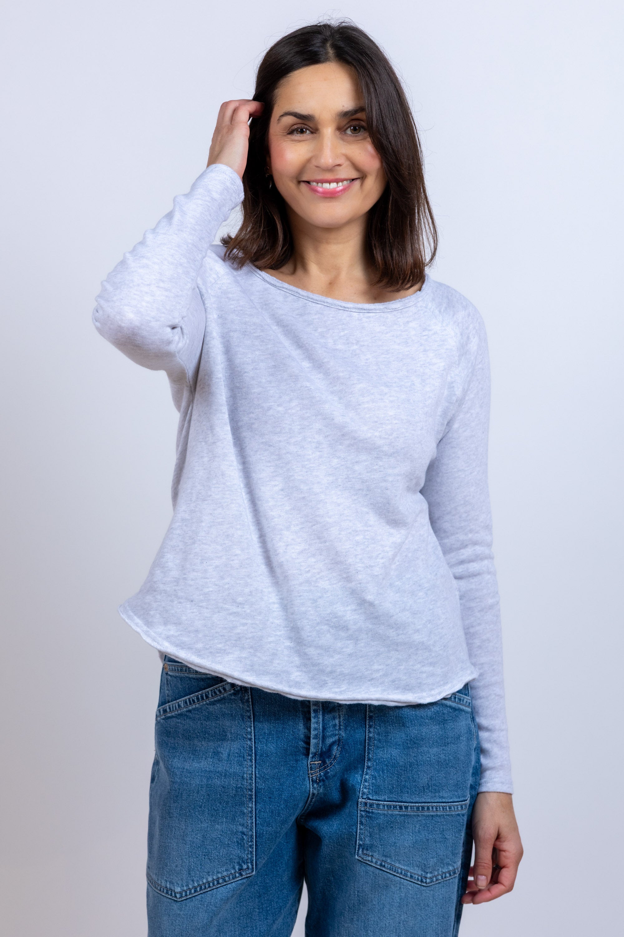 T-shirt met ronde hals - Lichtgrijs
