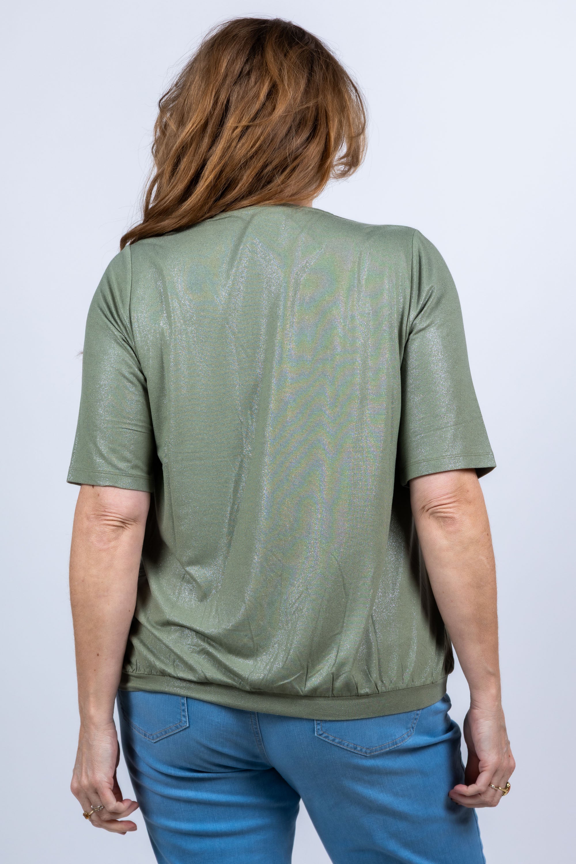 Shirt met V-hals - Olijfgroen