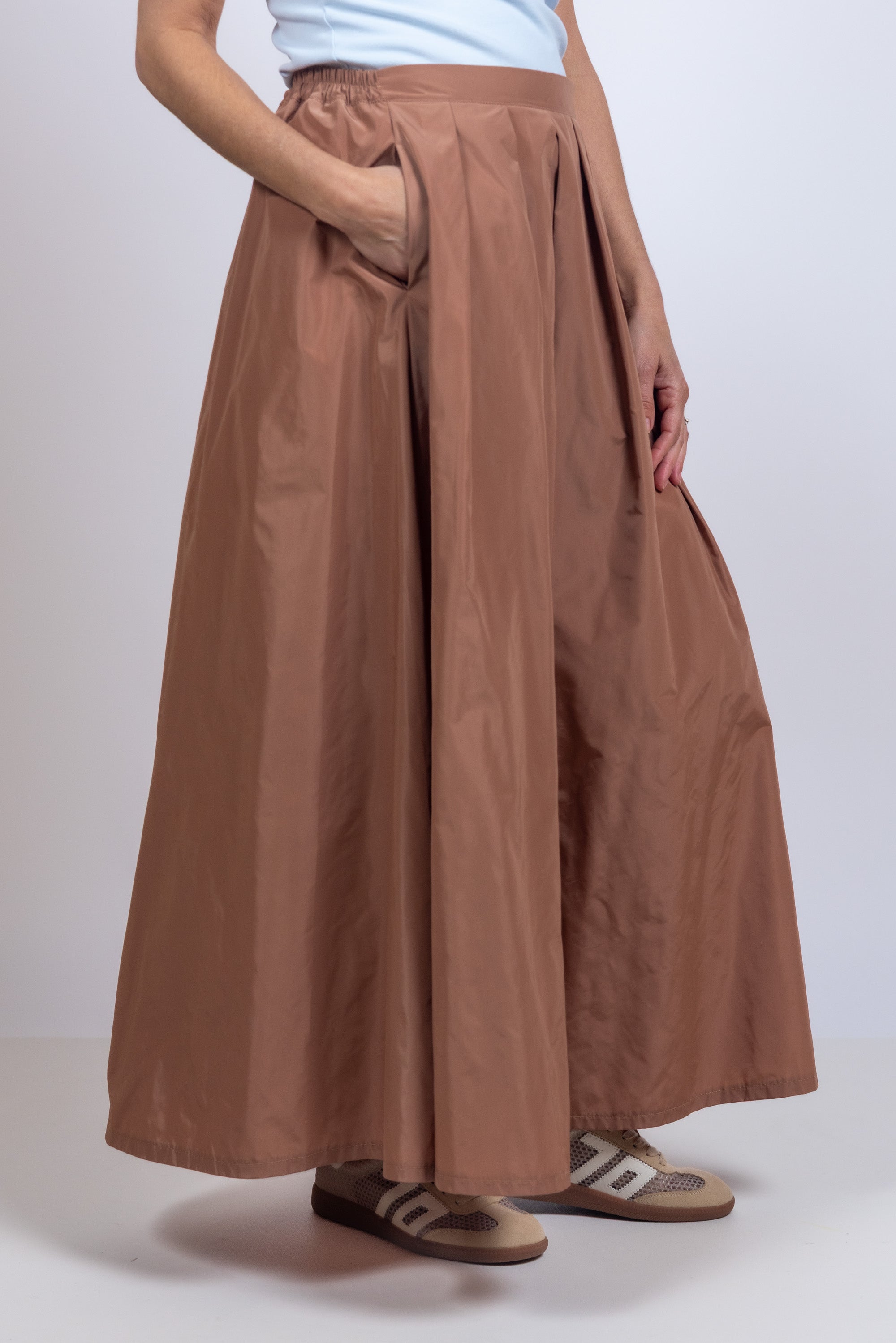 Maxi rok met plooien - Camel