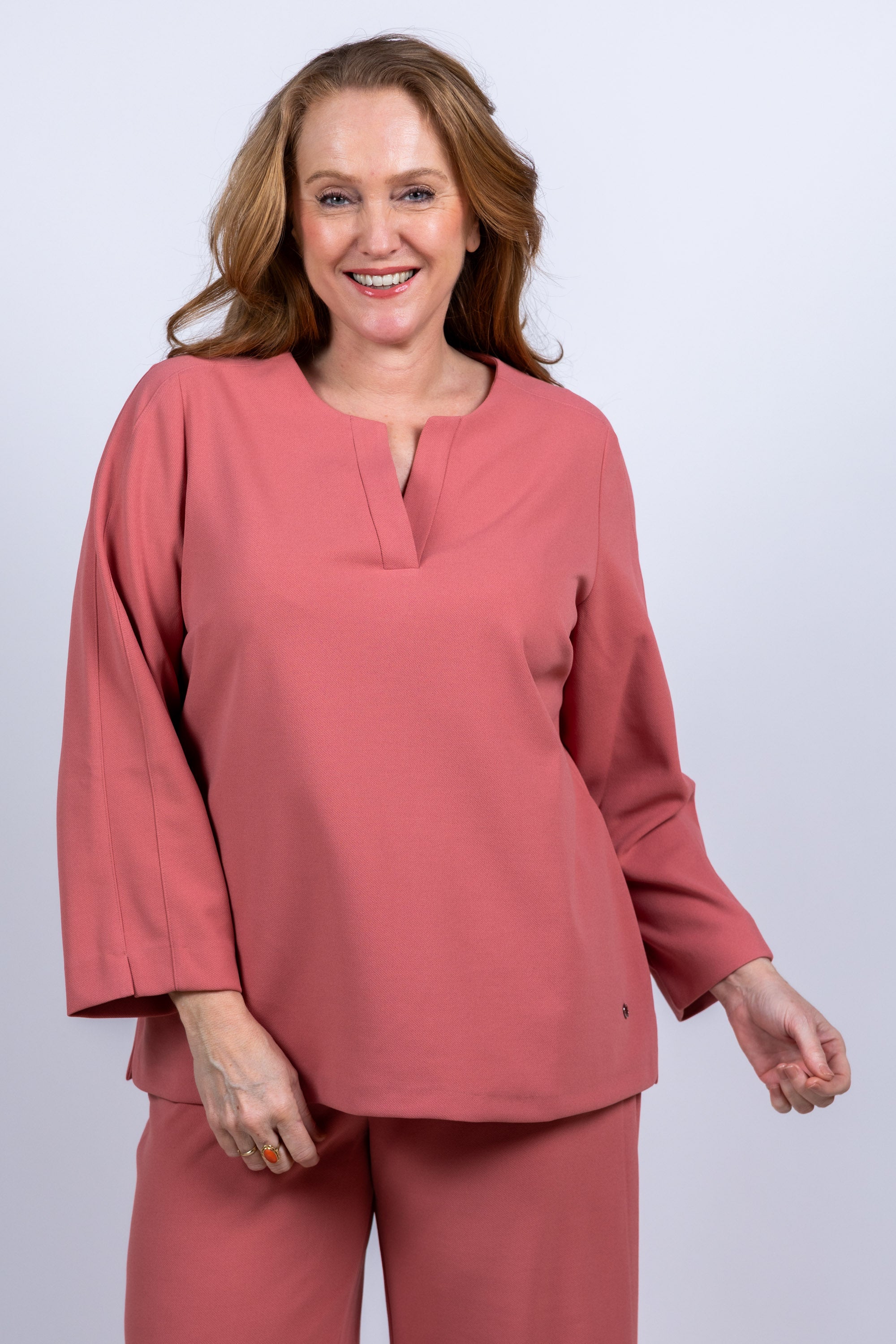 Blouse met split - Oudroze