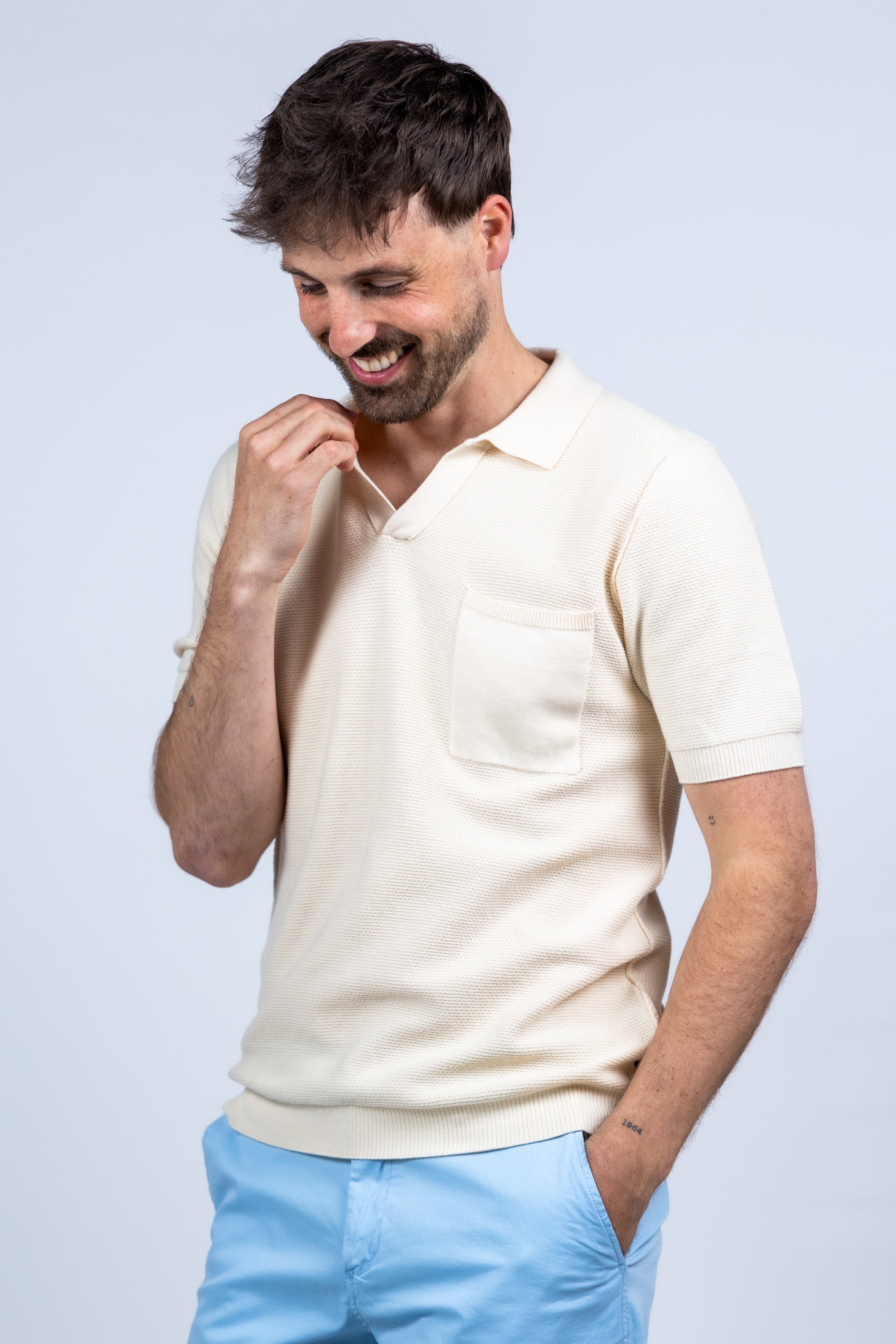 Polo met borstzak - Ecru