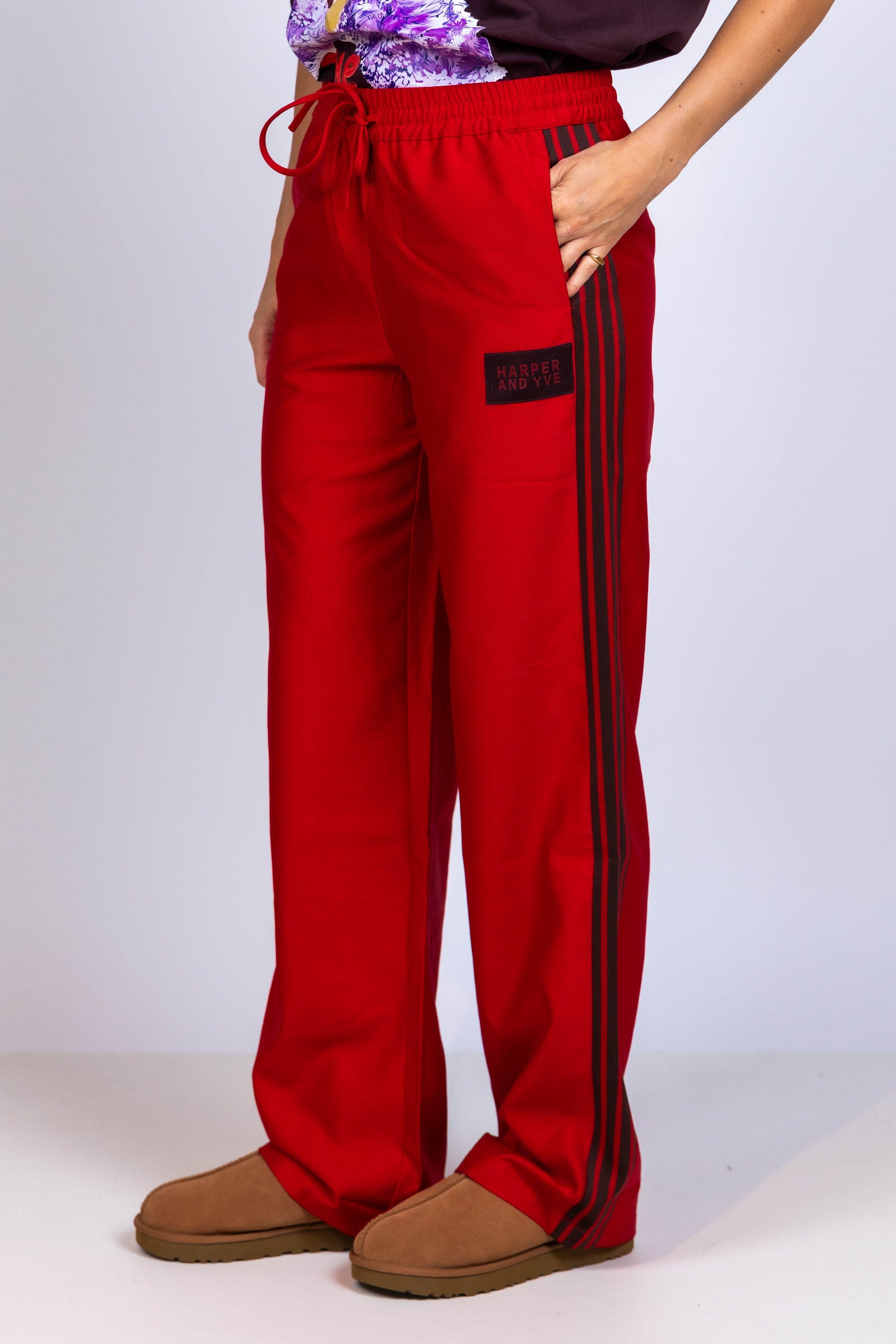 Broek met strepen - Donkerrood
