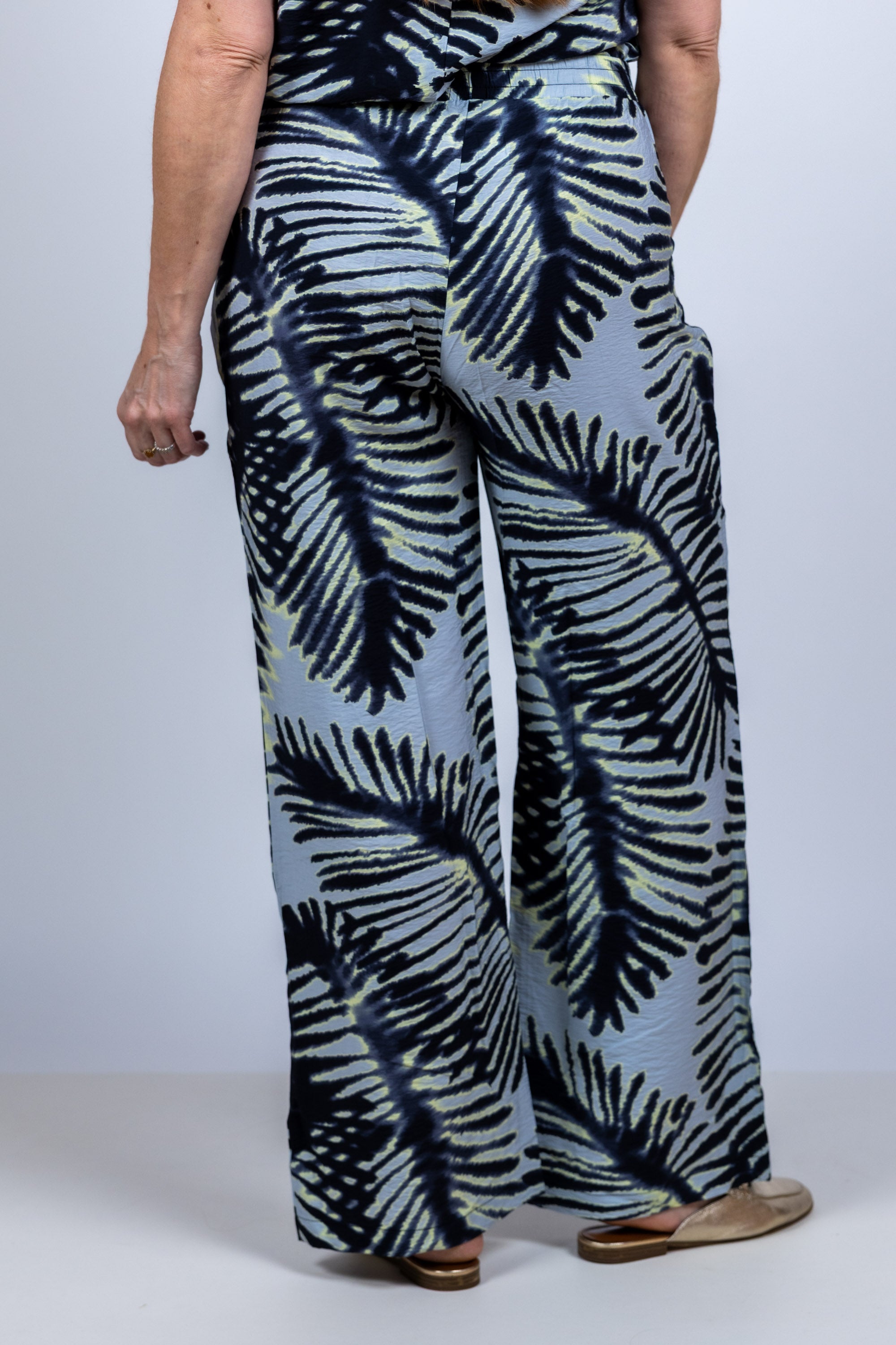 Wijde broek met print - Bleu
