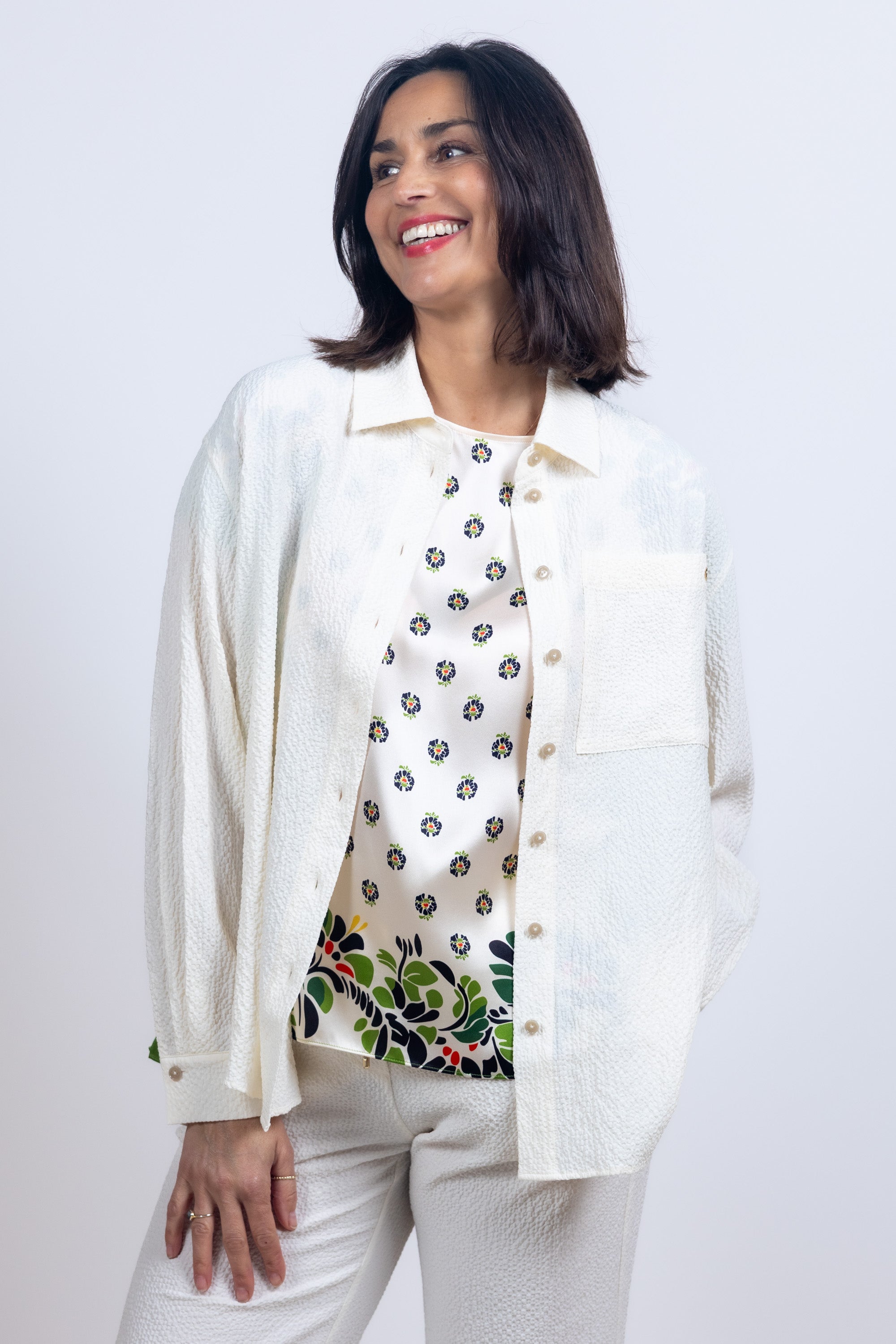 Blouse met borstzak - Ecru