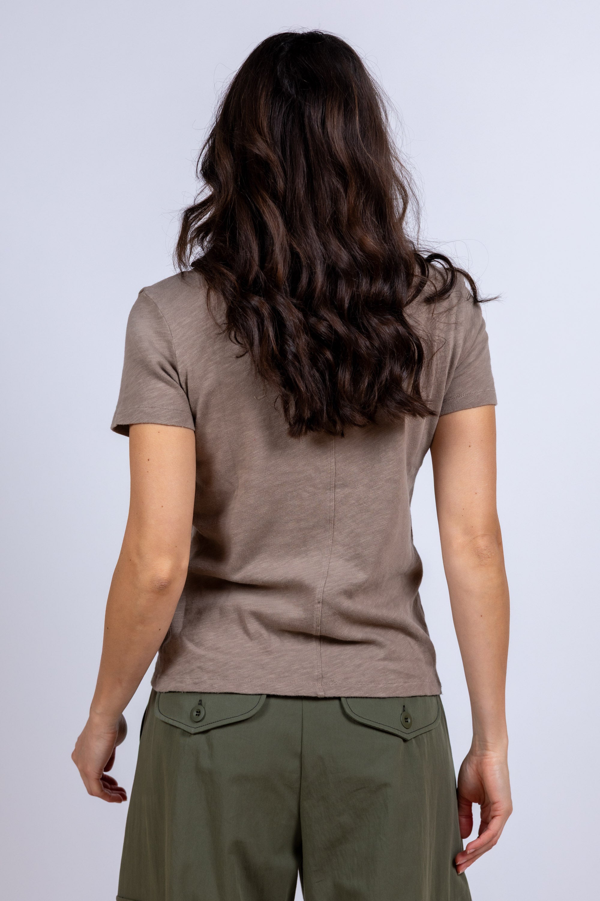 T-shirt met ronde hals - Zand