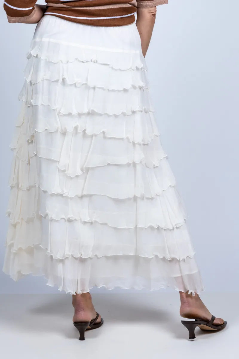 MARELLA MARELLA TRITONE Rok met volant - Ecru
