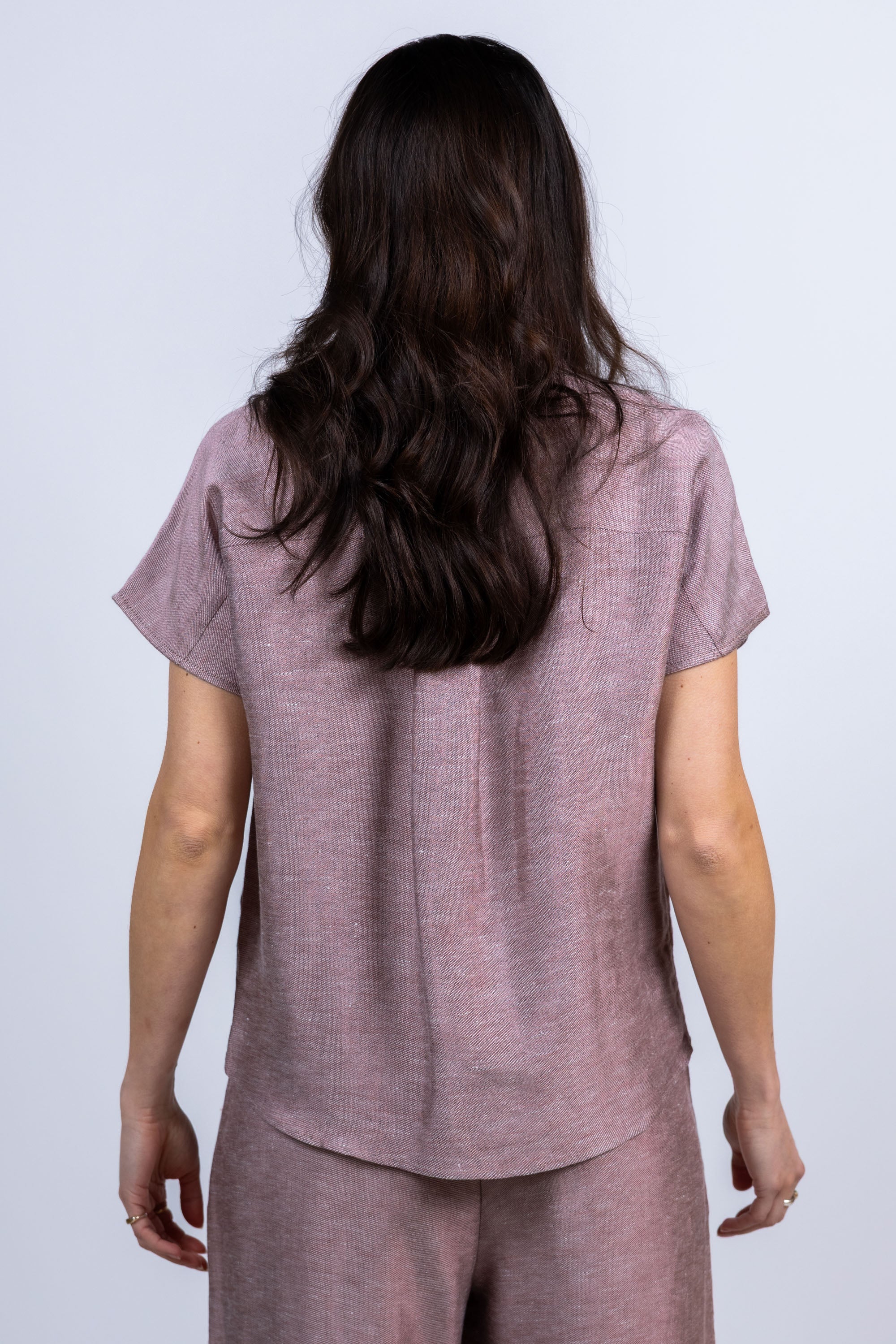 Blouse met knopen - Mauve/aubergine
