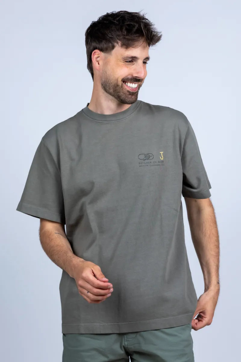 BUTCHER OF BLUE BUTCHER OF BLUE M2613050 BUTCHER OF BLUE M2613050 T-shirt met print - Olijfgroen