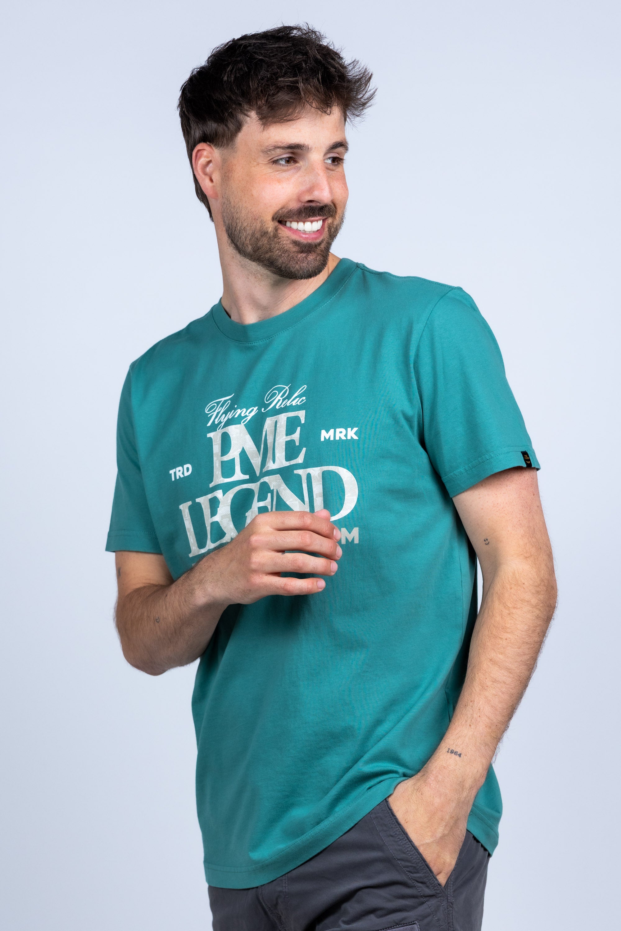 T-shirt met print - Smaragd/biljart