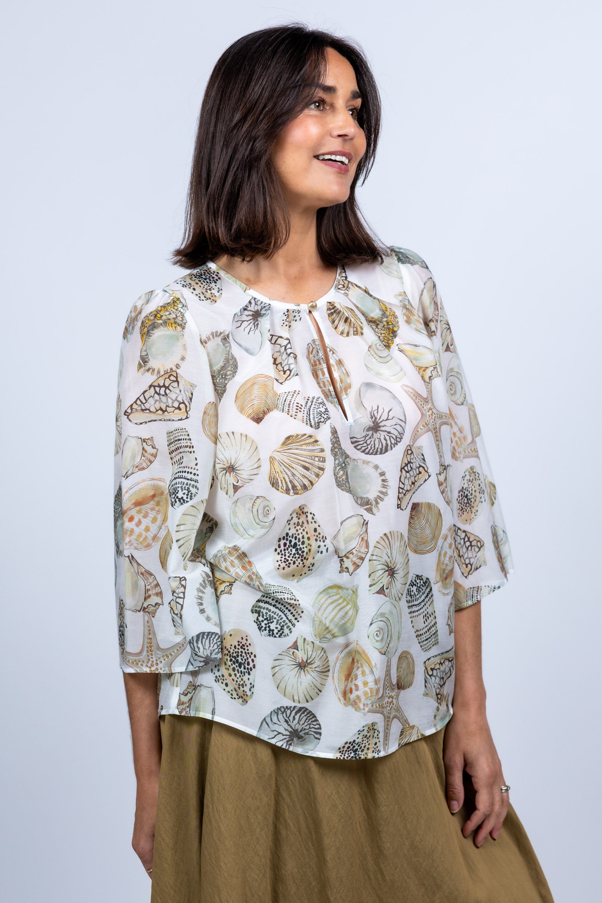 Blouse met print - Ecru