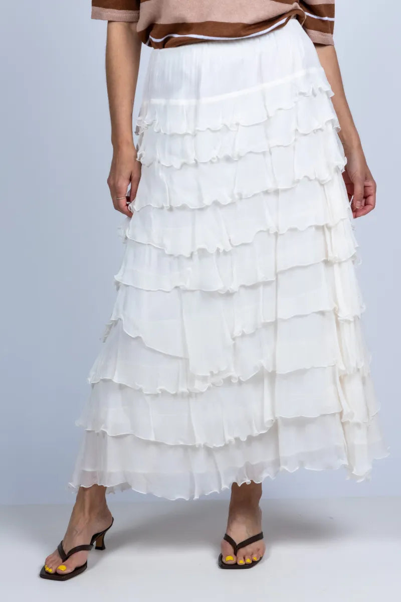 MARELLA MARELLA TRITONE Rok met volant - Ecru