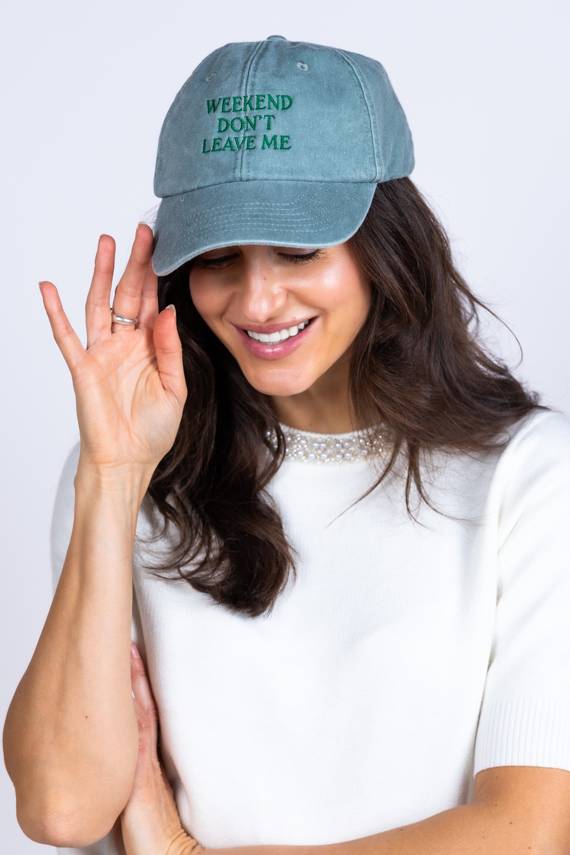 Pet met tekst - Grijs/groen