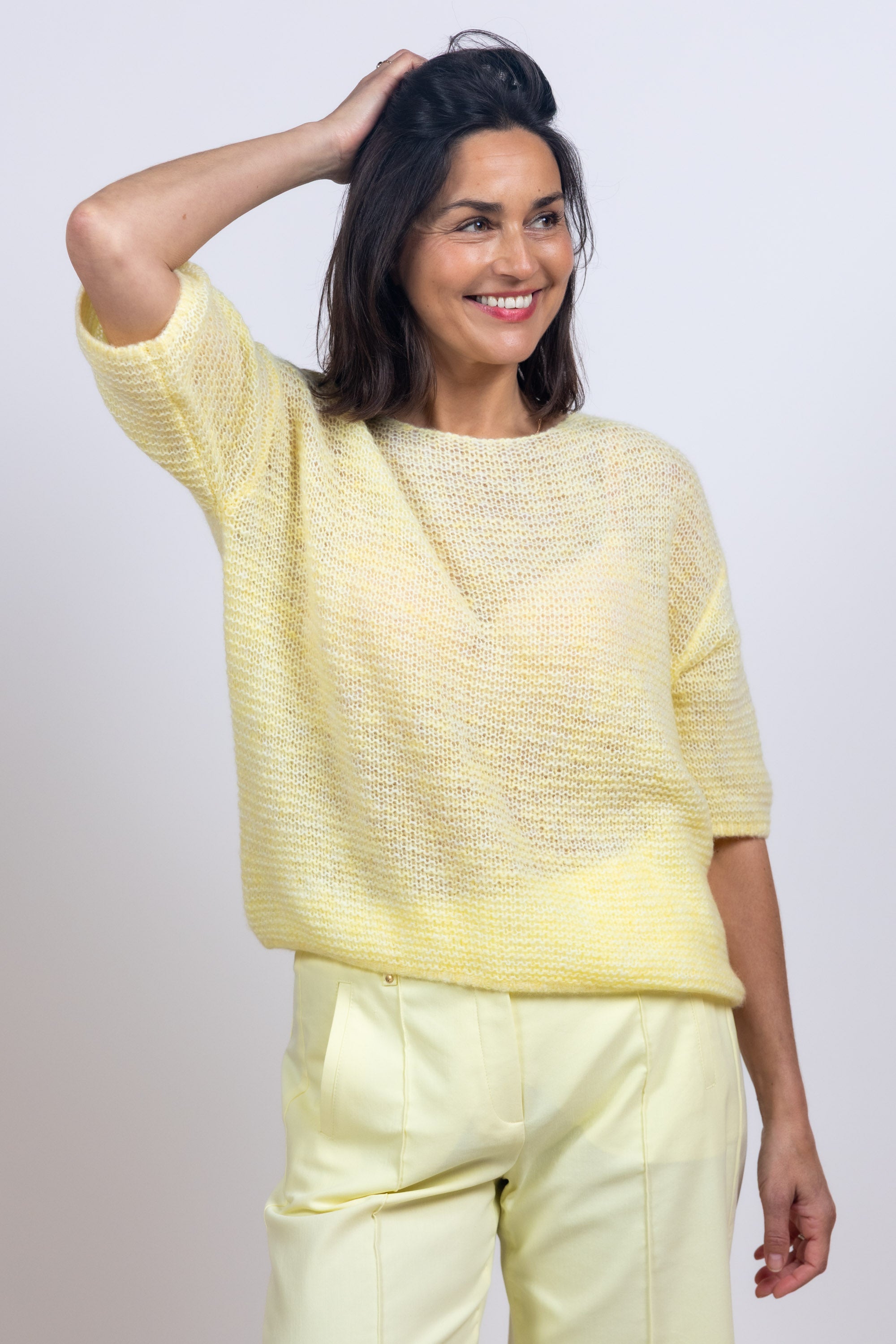 Trui met korte mouwen - Citroengeel