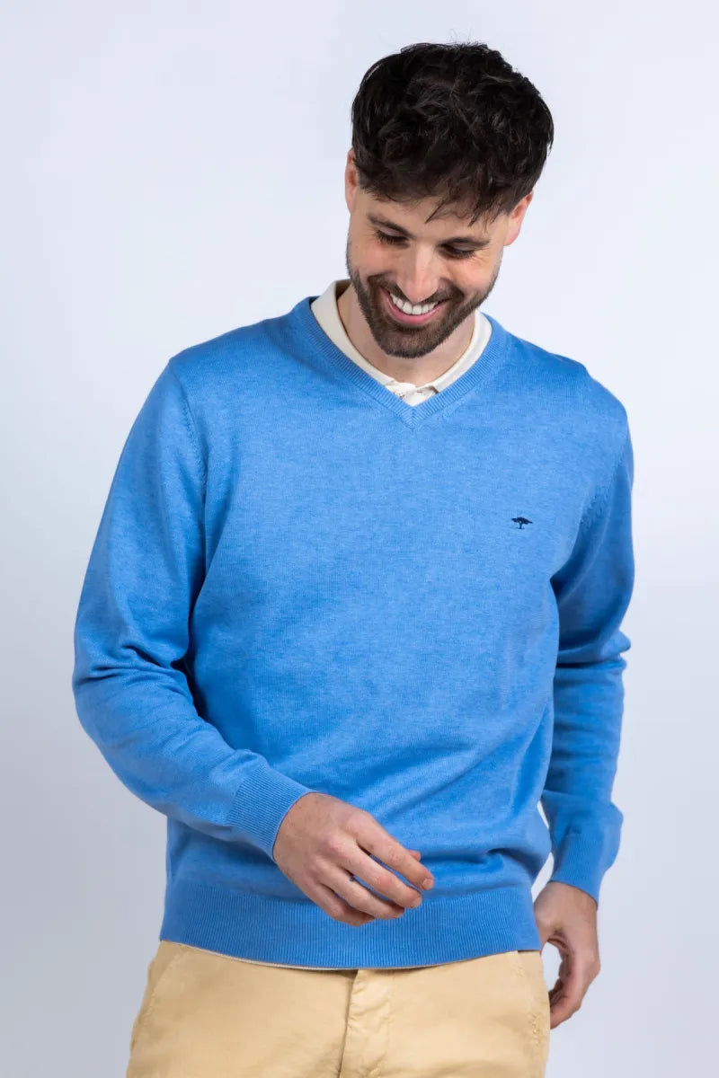 FYNCH-HATTON/FHC FYNCH-HATTON/FHC SFPK211 Trui met V-hals - French blue