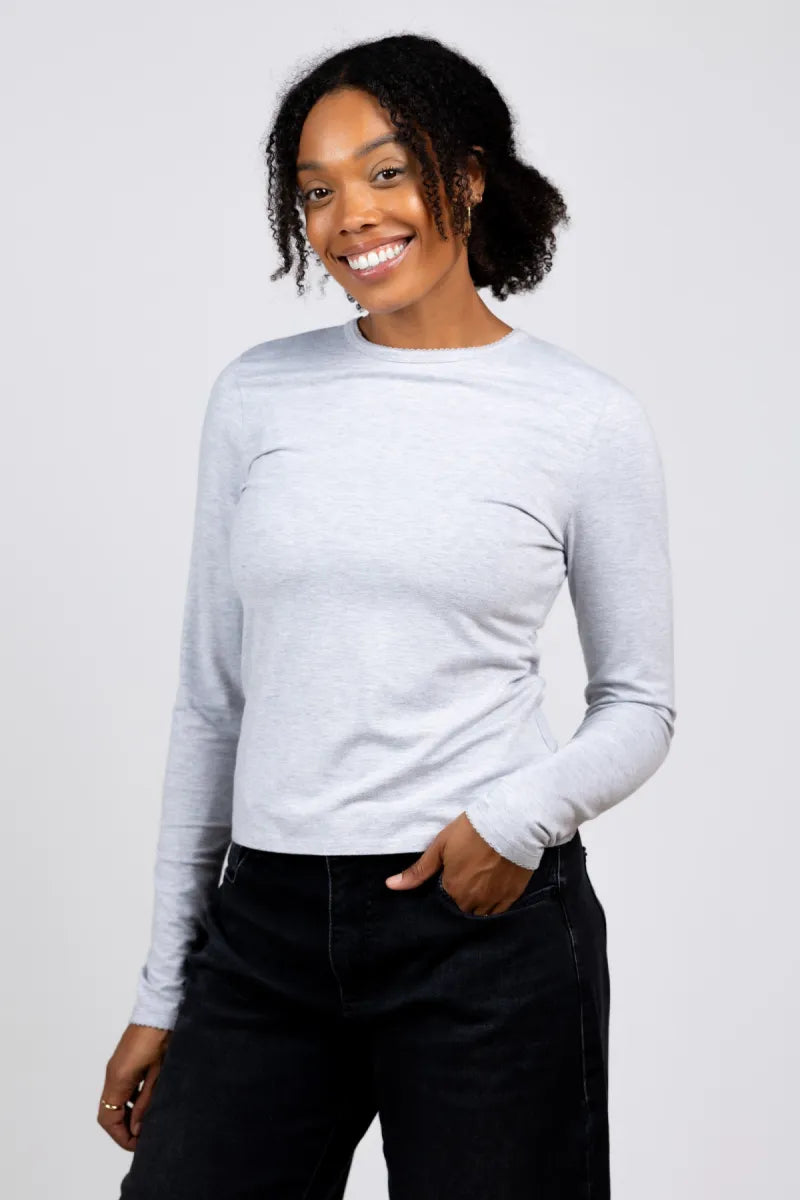 MIREIMARIE MIREIMARIE PIERRE Longsleeve met sierrandje - Lichtgrijs