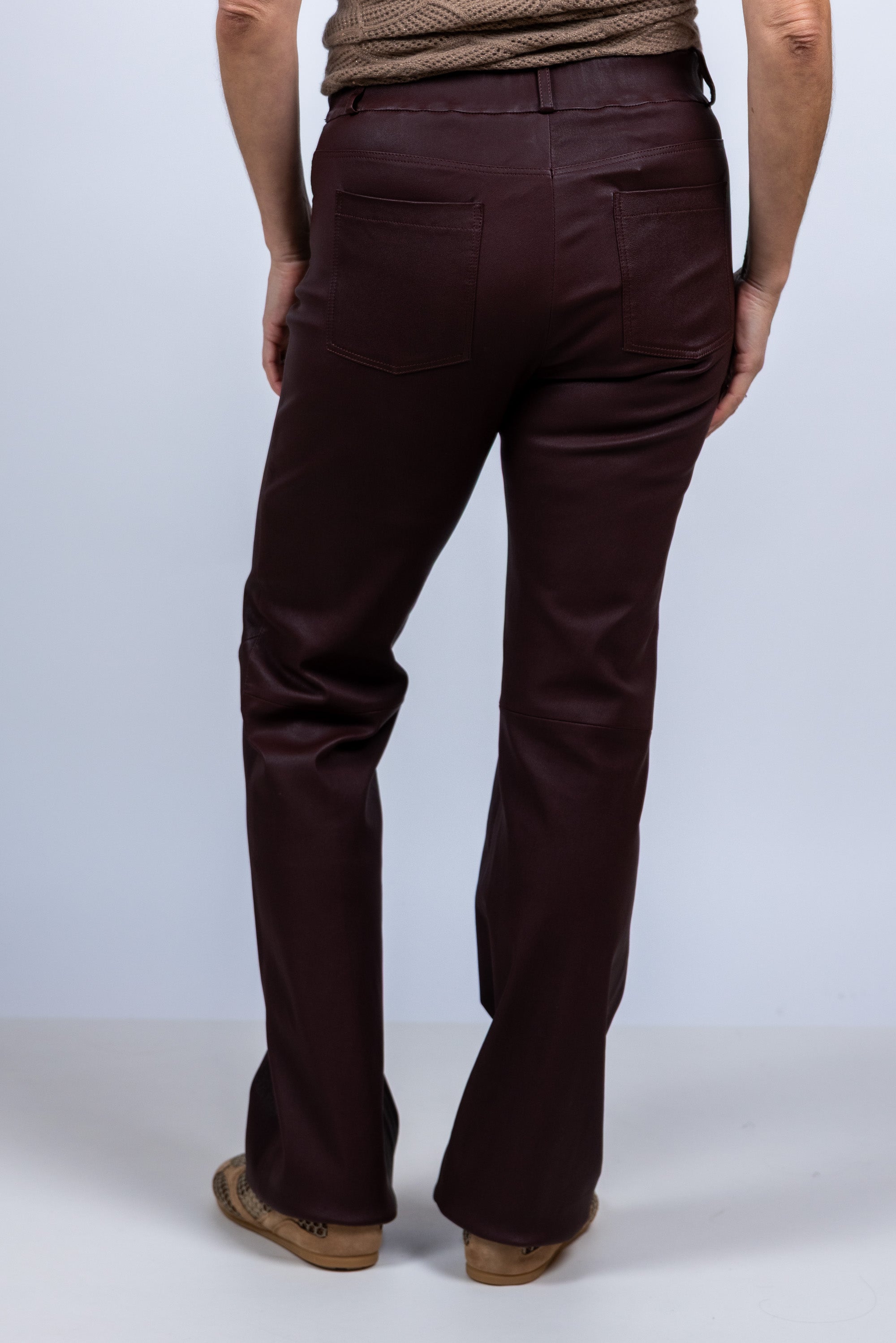 Broek met rechte pijpen - Donkerbordeaux